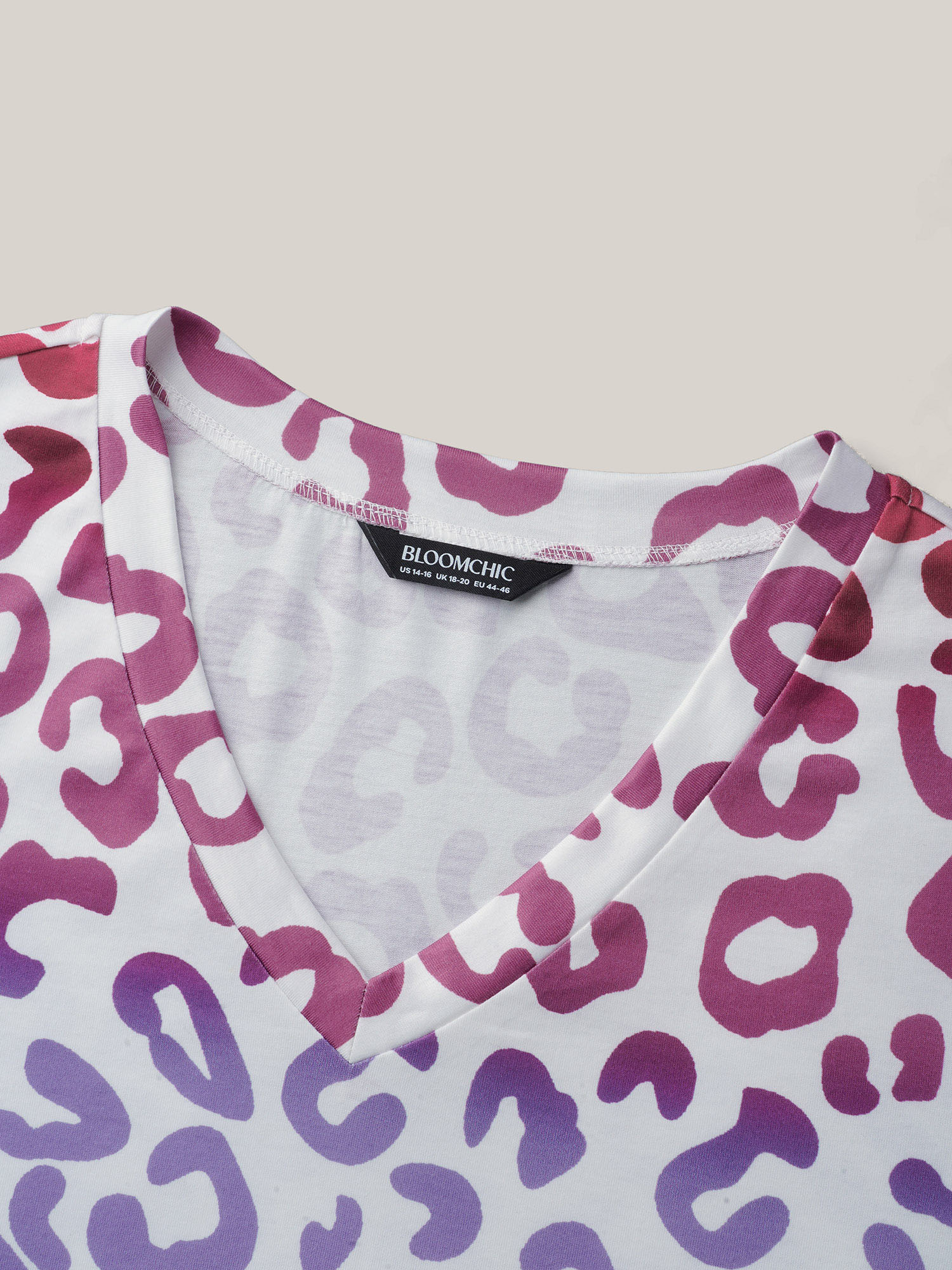 Plus Size Multi-Color Print Stretchy T-Shirt Multicolor Women Casual Contrast V-neck Everyday T-shirts BloomChic 18-20/2X 