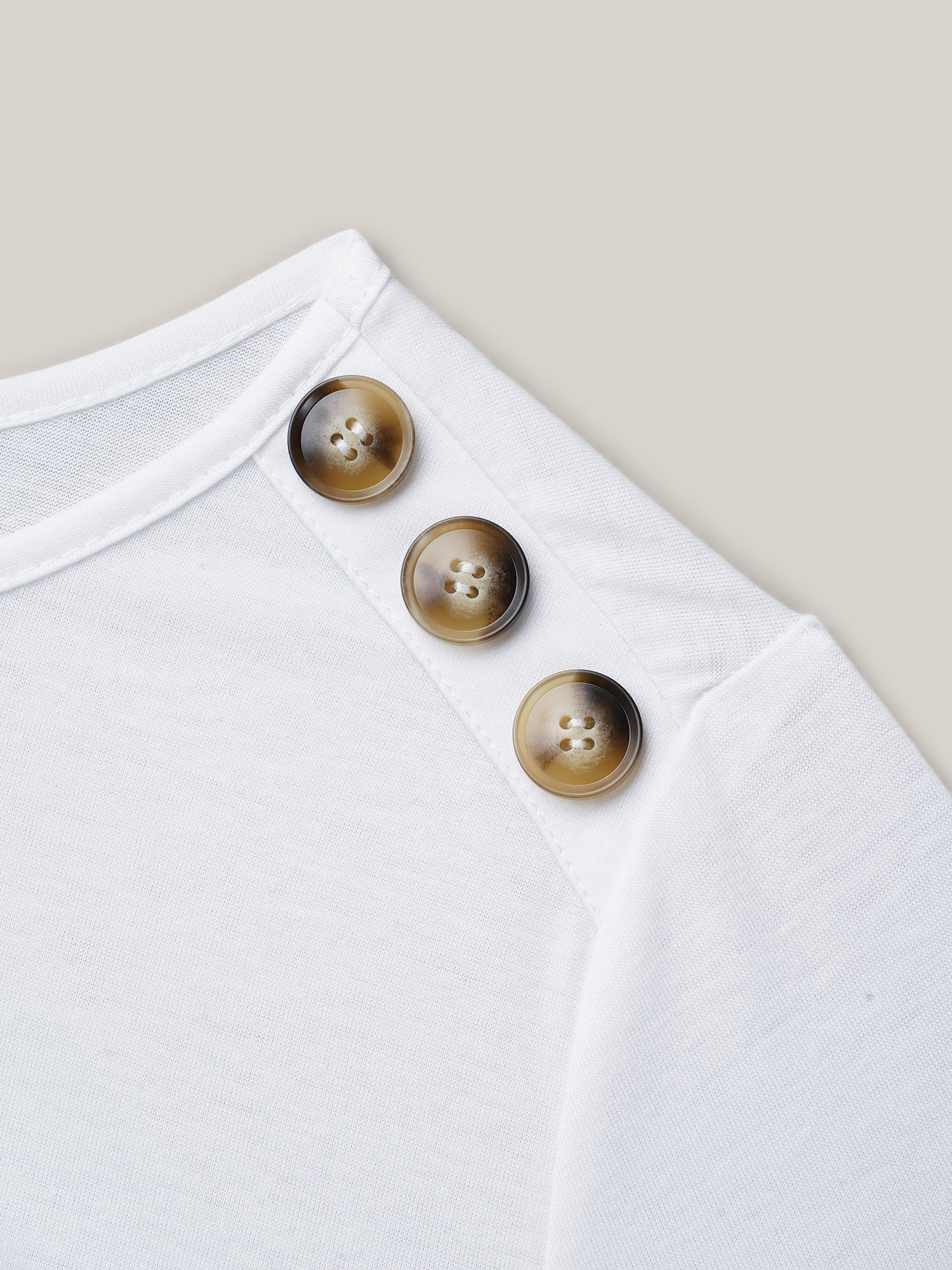 Plus Size Striped Contrast Stretchy Button T-Shirt WhiteSmoke Women Casual Contrast Round Neck Everyday T-shirts BloomChic 10/M 