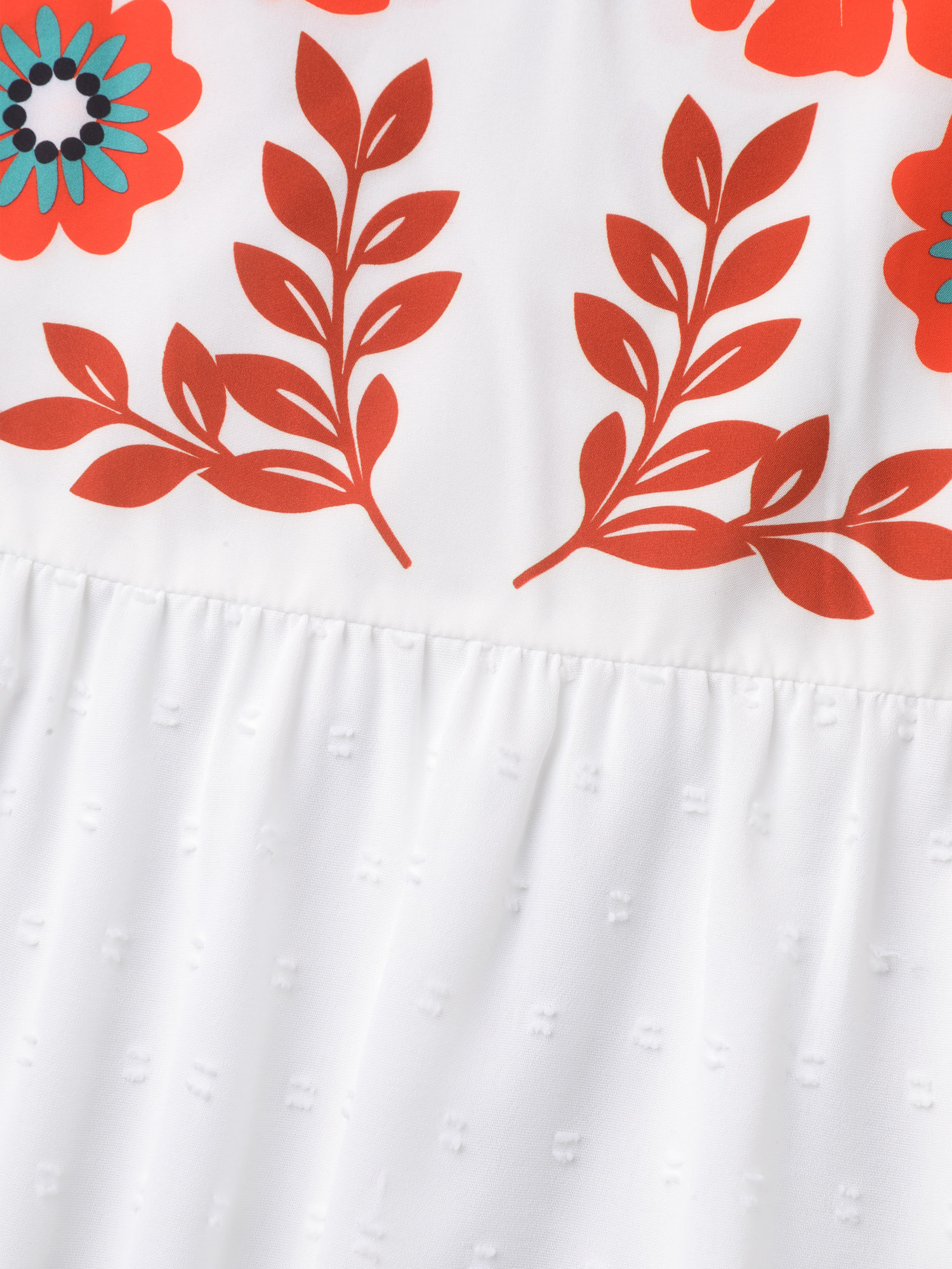 Plus Size WhiteSmoke Floral Print Neck-Tie Babydoll Top Women Resort Short sleeve Non Vacation Blouses BloomChic 28/5X 