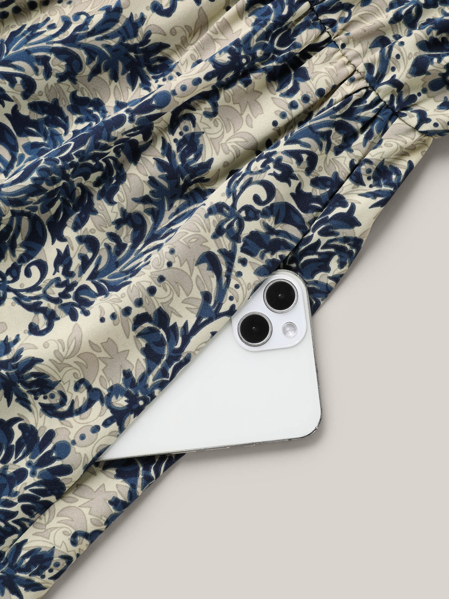 Plus Size Ornate Print Curvy Hem Tied Maxi Dress Navy Women Resort Tie knot V-neck Short sleeve Curvy BloomChic 12/L 