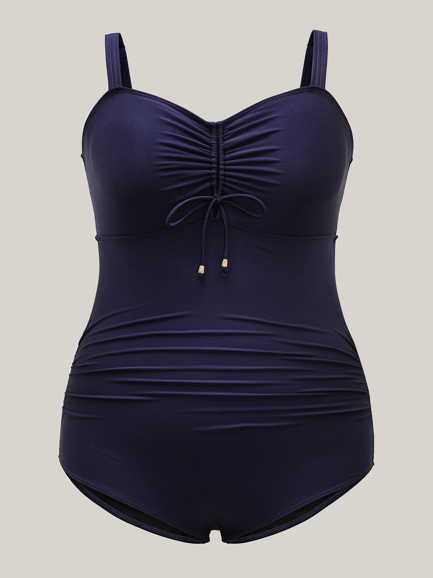 Plus Size Adjustable Back-Tie Cinched One-Piece Swimsuit Women`s Swimwear Indigo Beach Tie knot Curve Bathing Suits High stretch One Pieces BloomChic 18-20/2X 