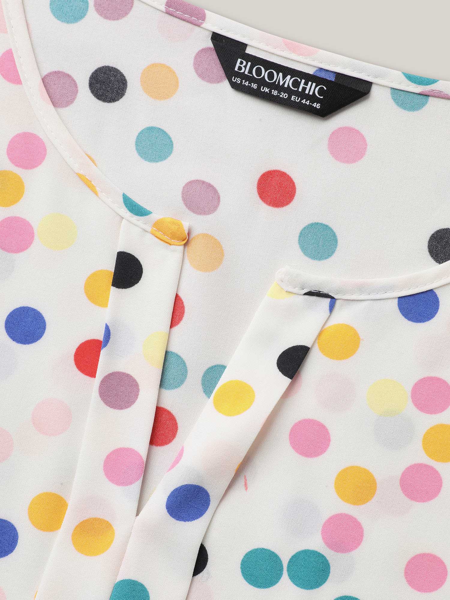 Plus Size Multicolor Rayon Polka Dot Flutter Sleeve Blouse Women Resort Cap Sleeve Non Vacation Blouses BloomChic 28/5X 