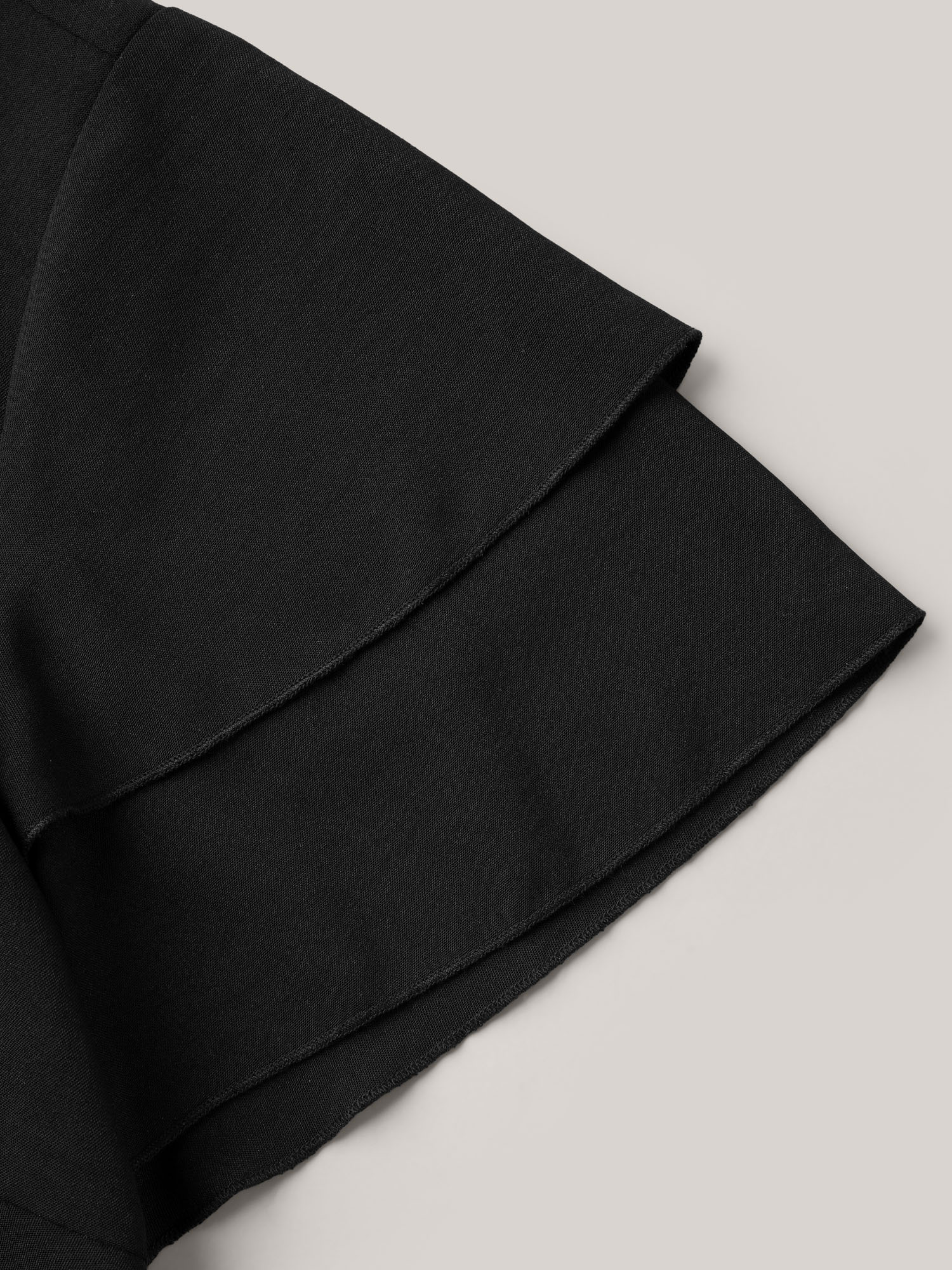 Plus Size Black Toothpick Pleat Layered Flutter Sleeve Blouse Women At the Office Short sleeve Round Neck Work Blouses BloomChic 18-20/2X 
