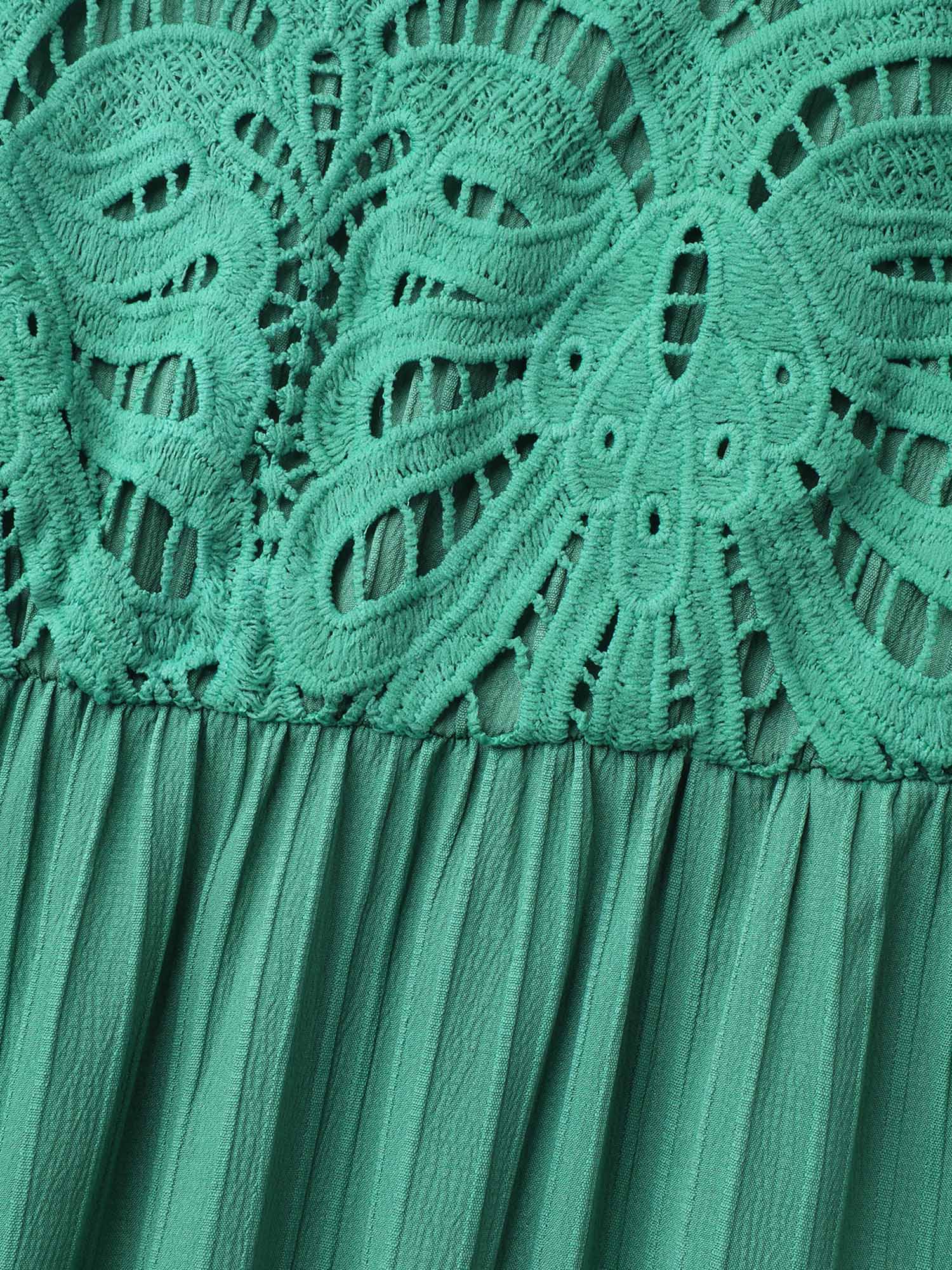 Plus Size Lace Cut-Out Flutter Sleeve Midi Dress Emerald Women Elegant Woven ribbon&lace trim V-neck Cap Sleeve Curvy BloomChic 14-16/1X 