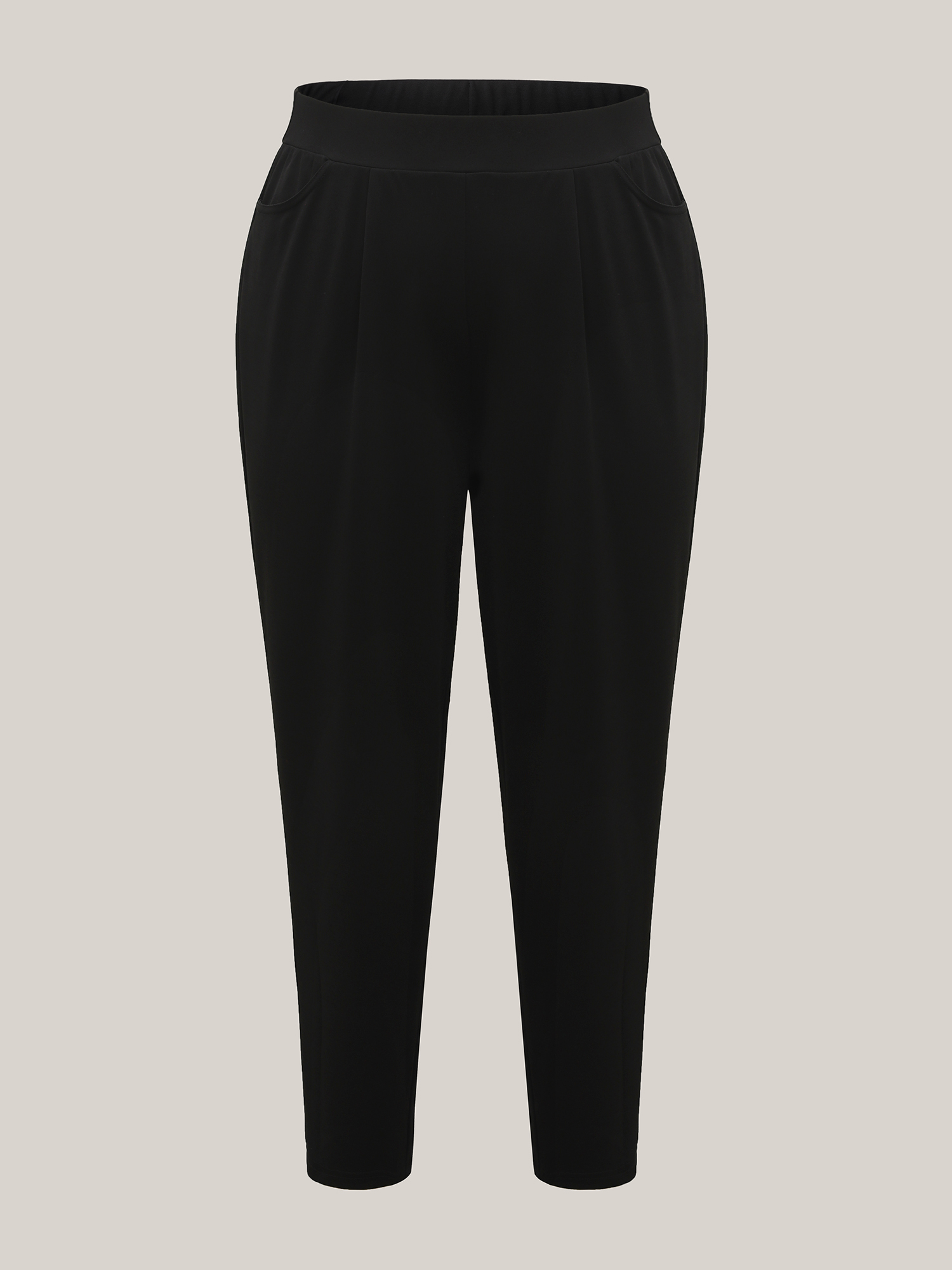 Plus Size Pleated Stretchy Waist Skinny-Fit Pants Women Black Workwear Essentials Bodycon Mid Rise Work Pants BloomChic 22-24/3X 