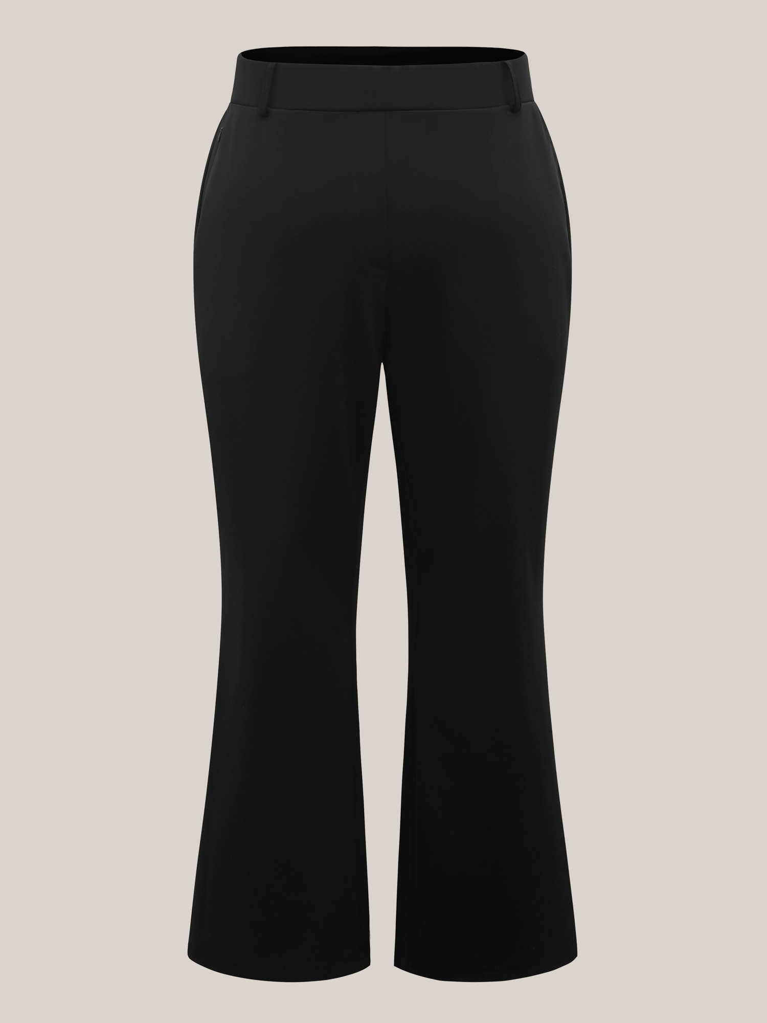 Plus Size Stretchy Waist Zipper Pocket Flared Pants Women Black At the Office Bootcut Mid Rise Work Pants BloomChic 26/4X 