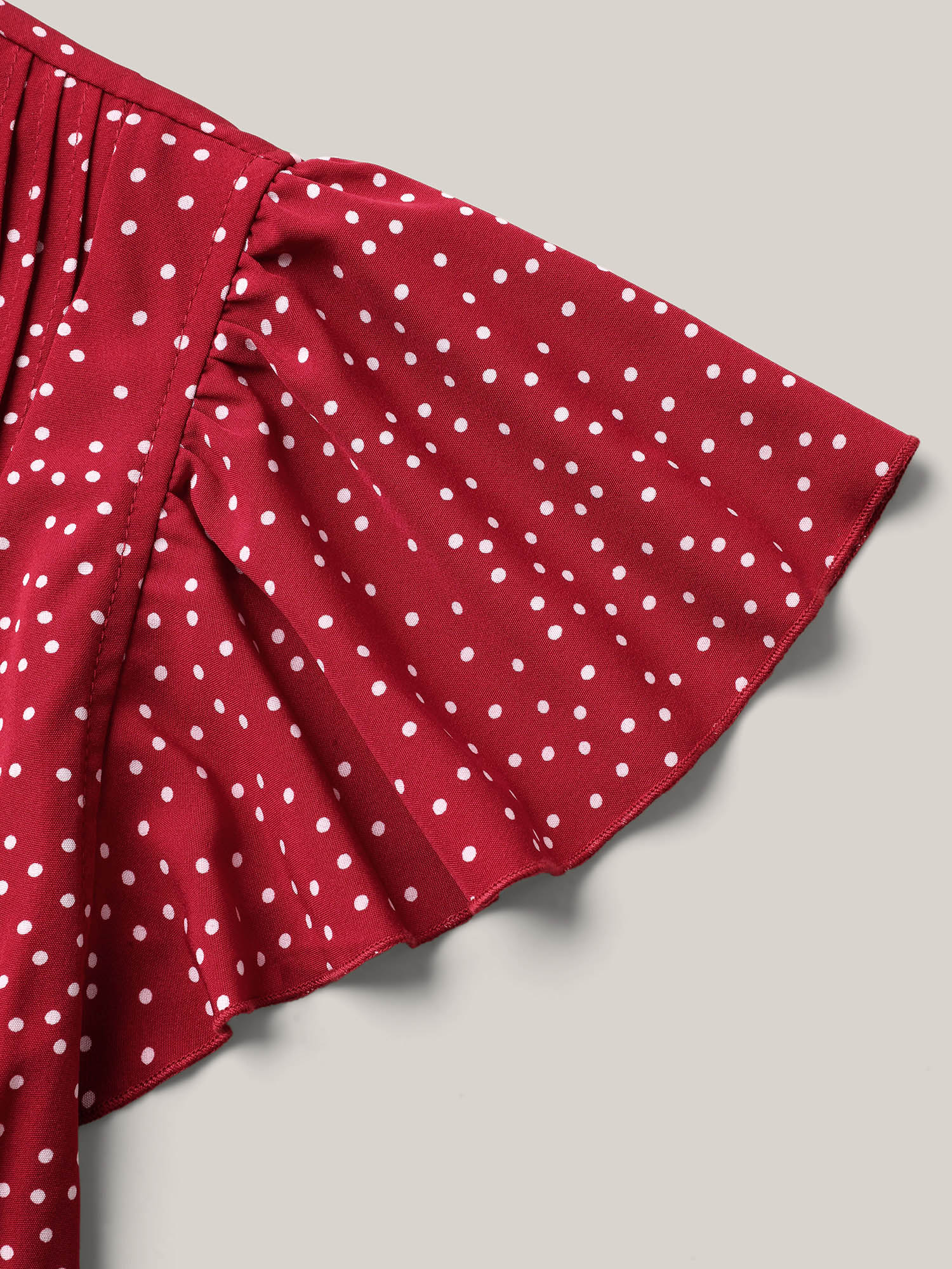Plus Size Raspberry Polka Dot Print Toothpick Pleat Blouse Women Elegant Short sleeve Notched collar Everyday Blouses BloomChic 30/6X 