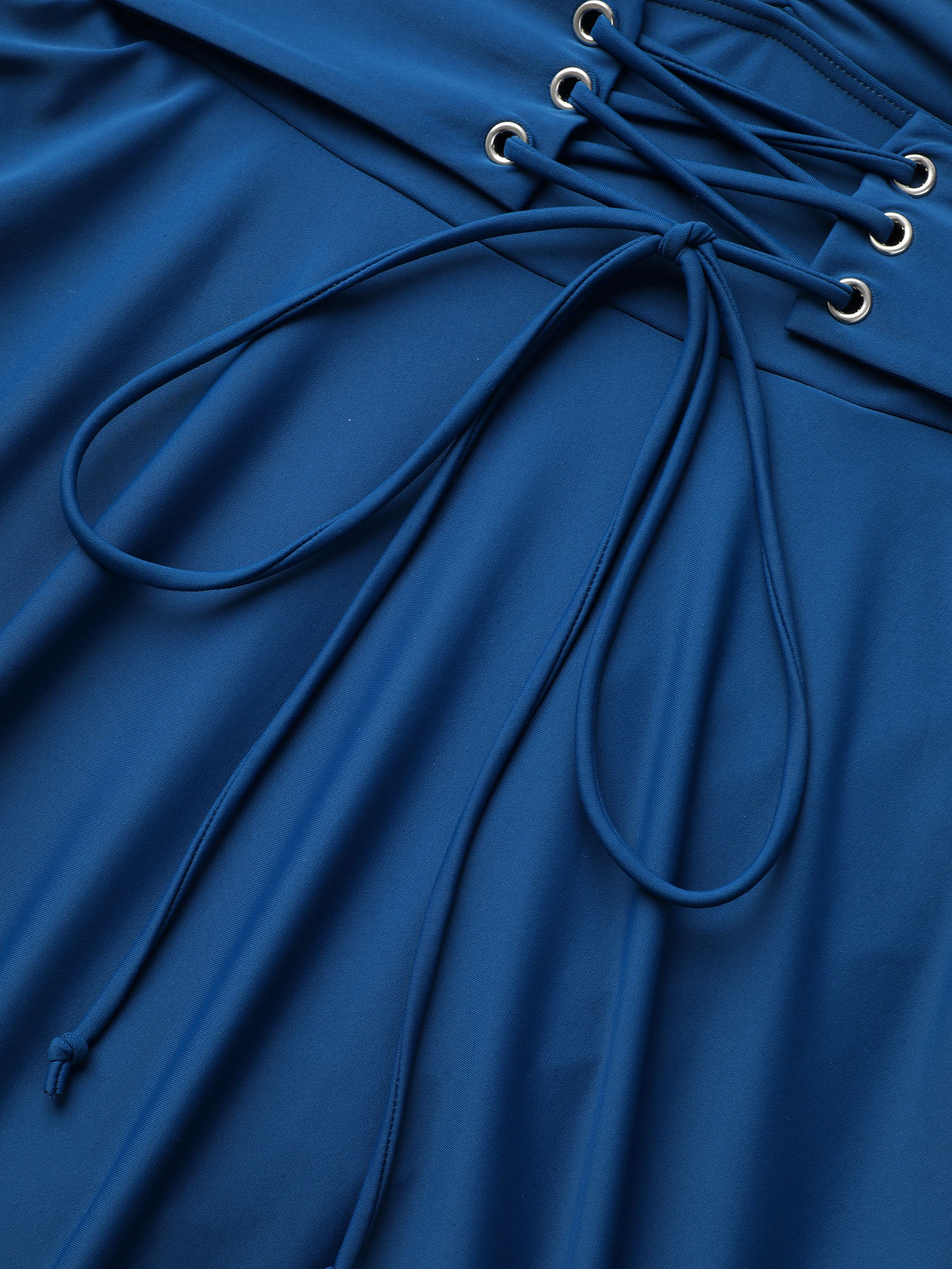 Plus Size Waist-Tie Ruched Flared Swim Dress Women`s Swimwear Aegean Beach Bodycon Heart neckline High stretch Curve Swim Dresses BloomChic 26/4X 