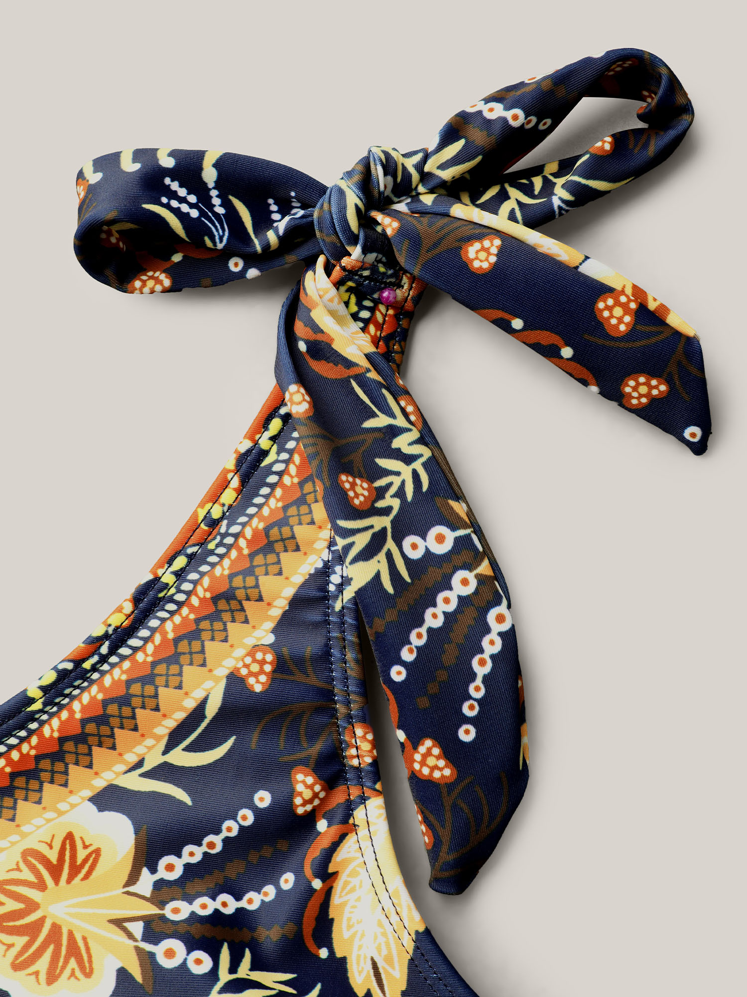 Plus Size Boho Print Adjustable Tie One-Piece Swimsuit Women`s Swimwear Indigo Beach Gathered Curve Bathing Suits High stretch One Pieces BloomChic 12/L 