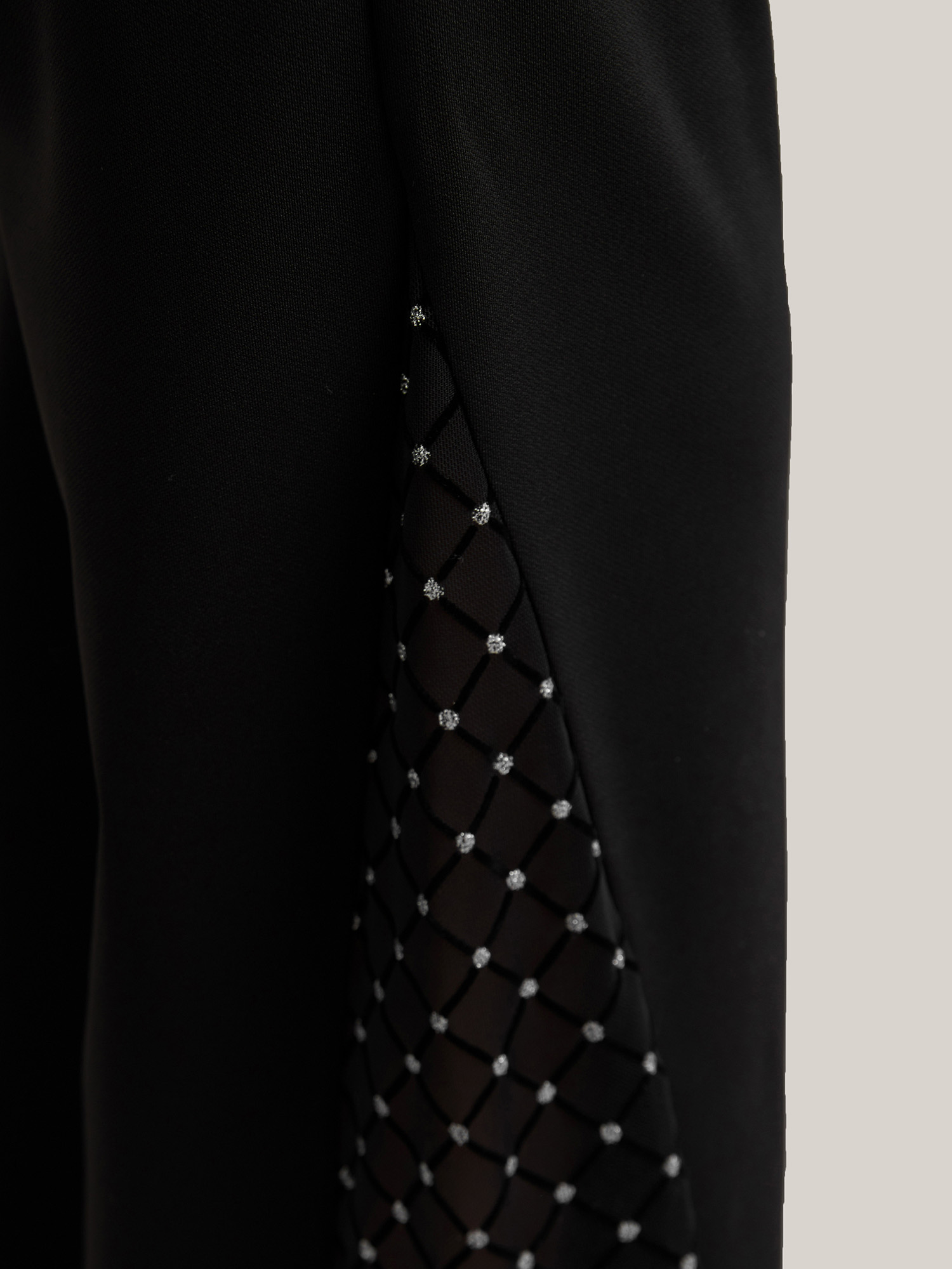 Plus Size Mesh Spliced Mid Rise Flared Pants Women Black Elegant Bootcut Mid Rise Everyday Pants BloomChic 30/6X 