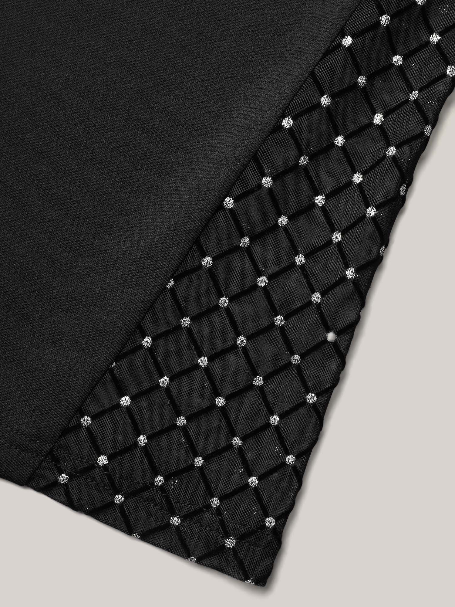 Plus Size Mesh Spliced Mid Rise Flared Pants Women Black Elegant Bootcut Mid Rise Everyday Pants BloomChic 30/6X 