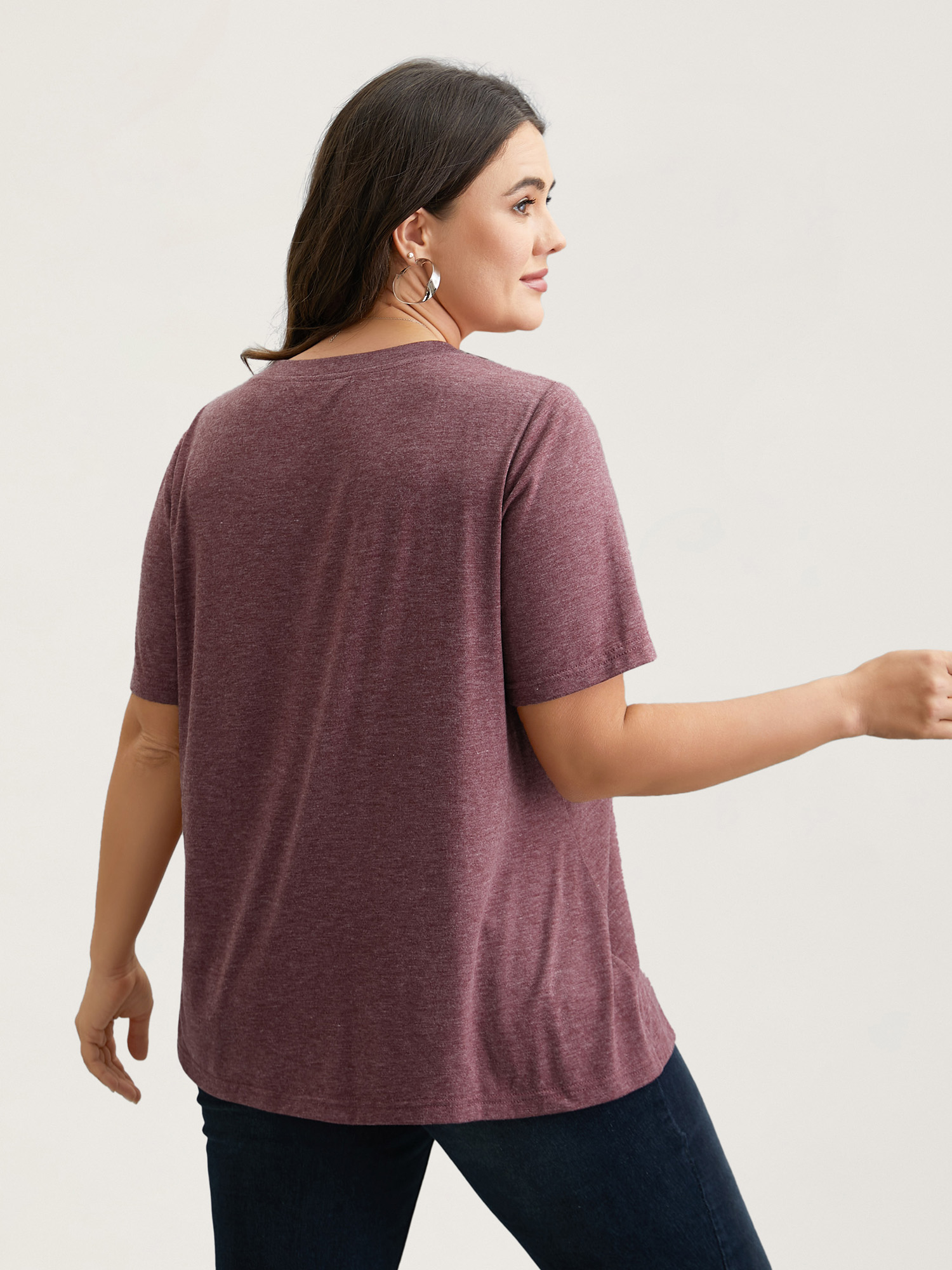 Plus Size Nope Not Today Print Rhinestone Round Neck T-Shirt Deepred Women Casual Rhinestone detailing Round Neck Everyday T-shirts BloomChic 10/M 