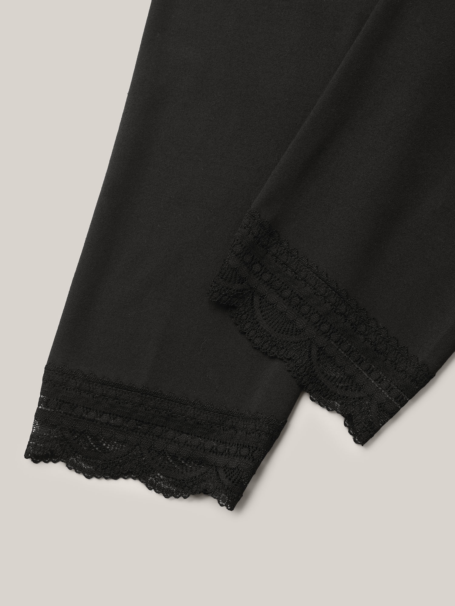 Plus Size Overlap Waist Spliced Tight Pants Women Black Elegant High stretch Skinny Mid Rise Everyday Leggings BloomChic 30/6X 