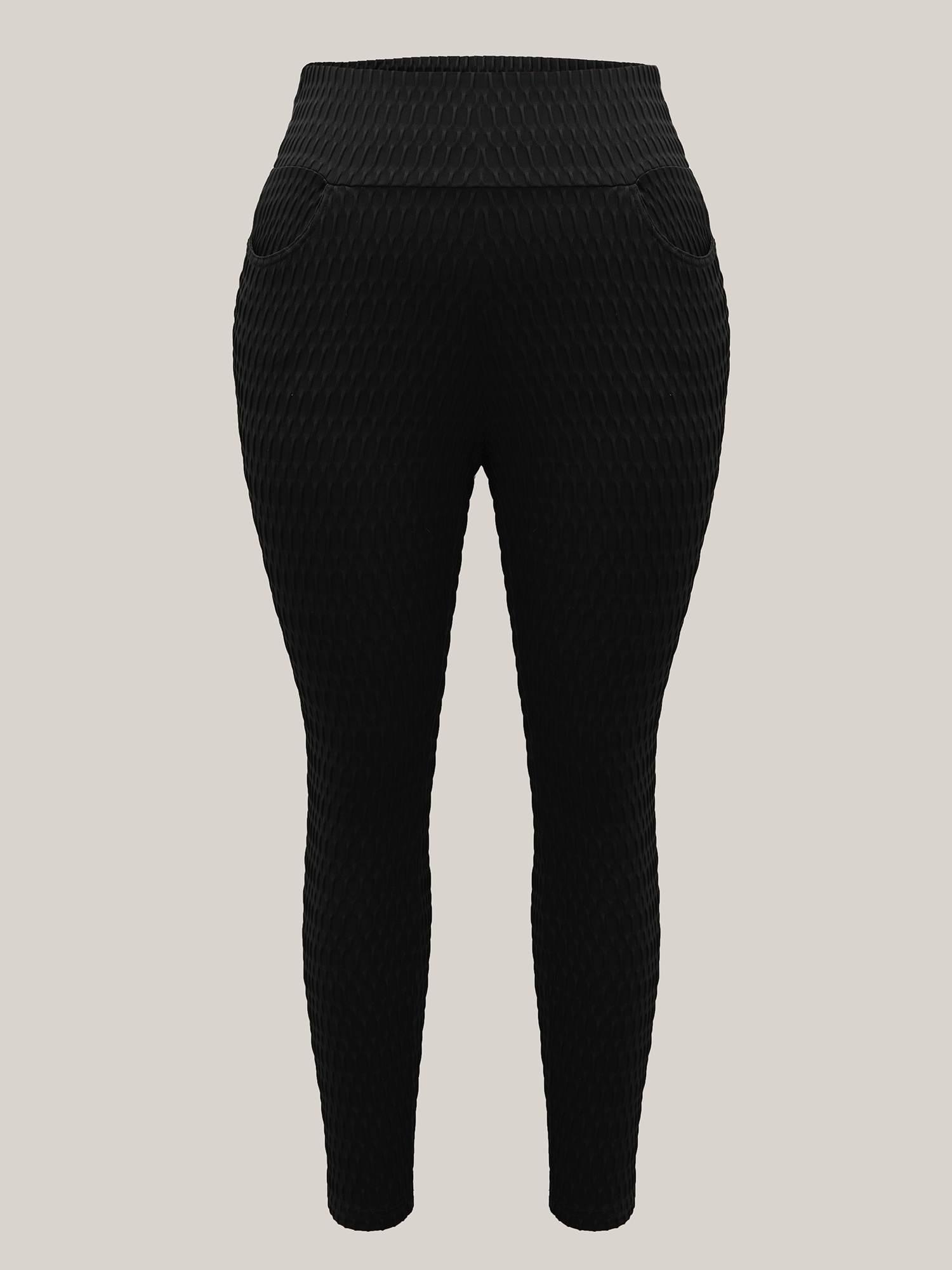 Plus Size Textured Wide waist Super Stretch Leggings Women Black Casual High stretch Skinny Mid Rise Everyday Leggings BloomChic 18-20/2X 
