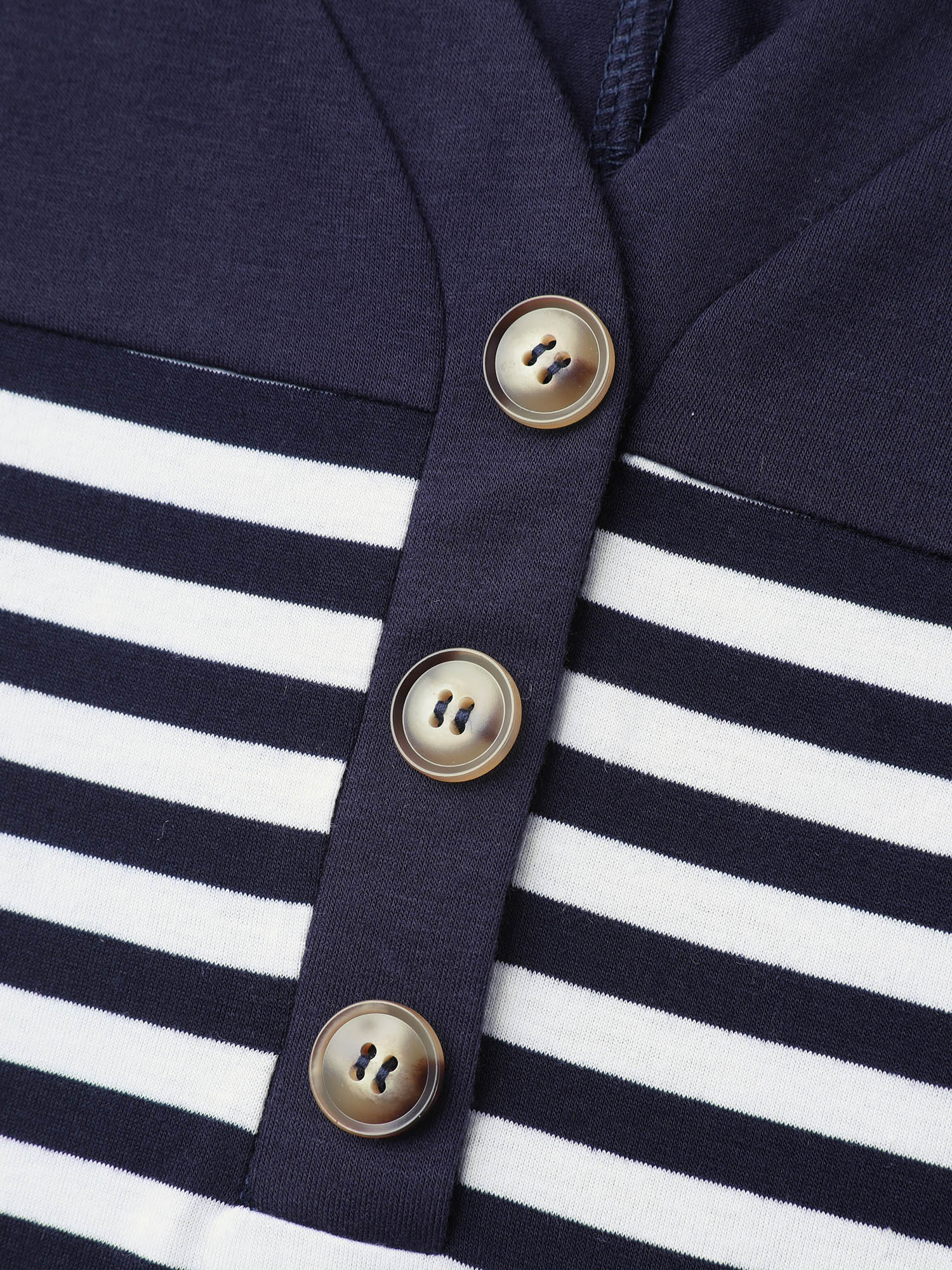 Plus Size Stretchy Striped Button Front T-Shirt Indigo Women Casual Contrast V-neck Everyday T-shirts BloomChic 30/6X 