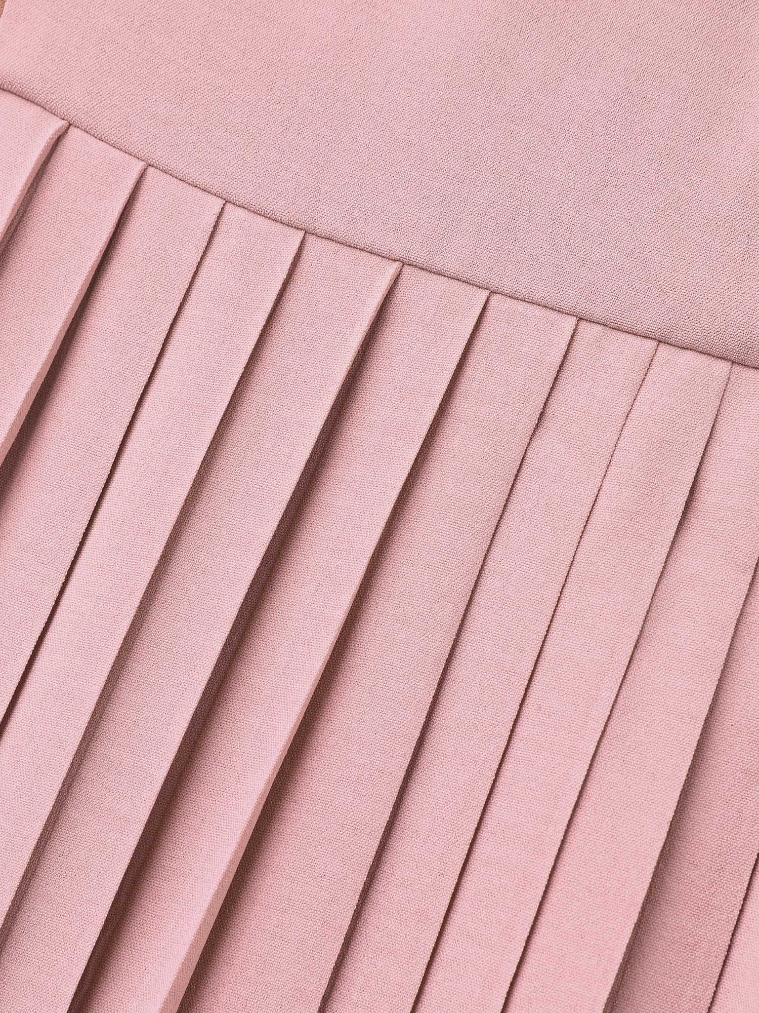 Plus Size Color Block Pleated Waist-Cinched Midi Dress Multicolor Women At the Office Contrast Overlap Collar Short sleeve Curvy BloomChic 28/5X 