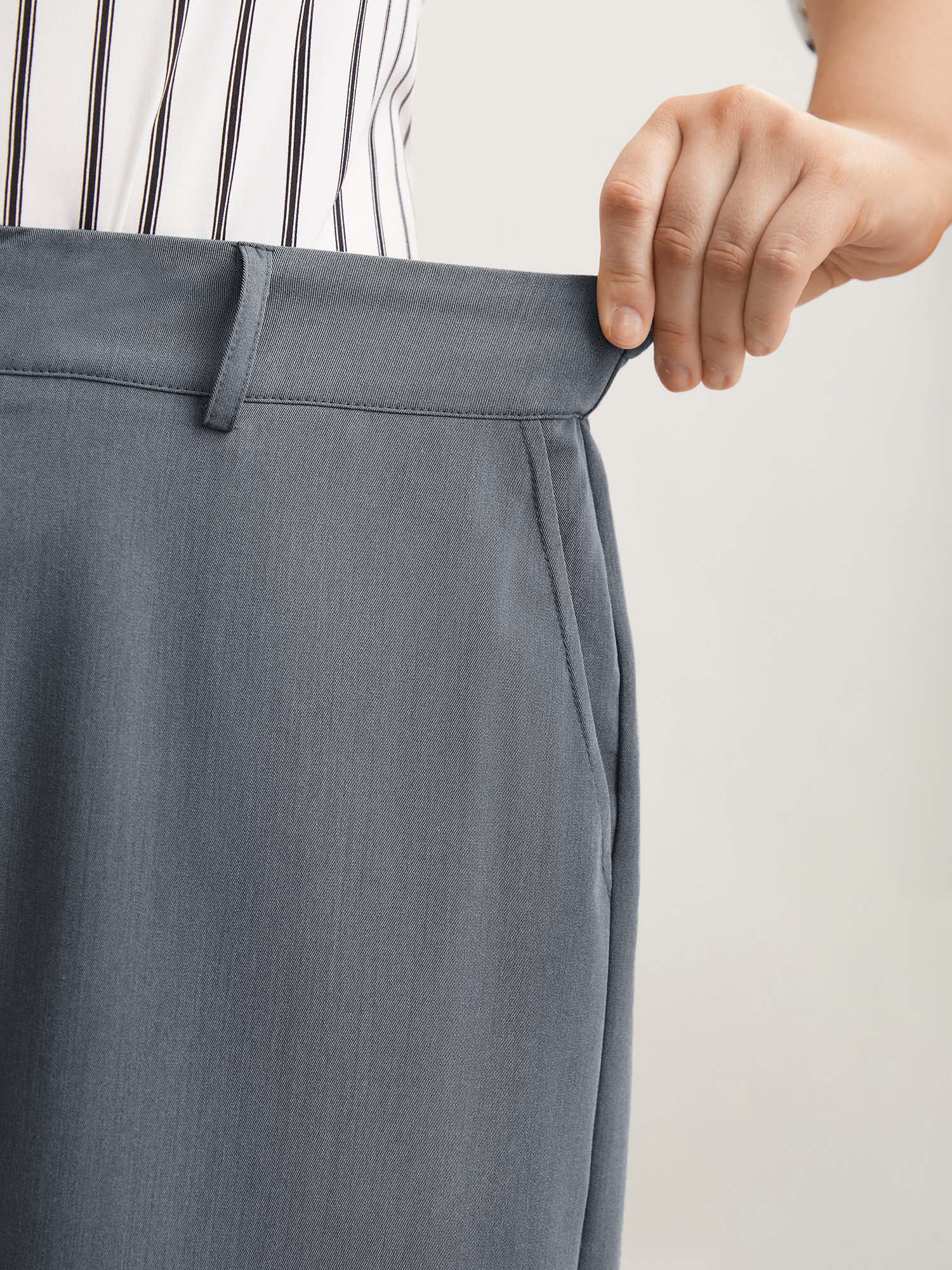 Plus Size Heathered Stretchy Waist Wide-Leg Pants Women DimGray At the Office Wide Leg Mid Rise Work Pants BloomChic 28/5X 