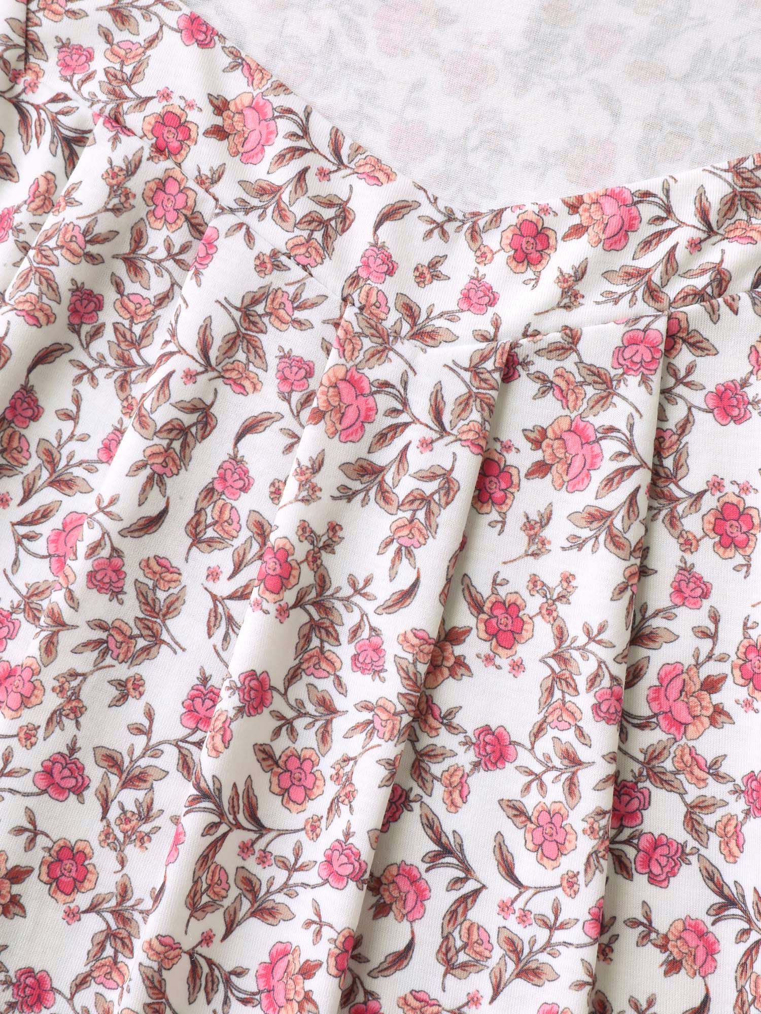 Plus Size Floral Print Pleated Front Sleeveless Tank Women Multicolor Casual Pleated Square Neck Everyday Tank Tops Camis BloomChic 26/4X 