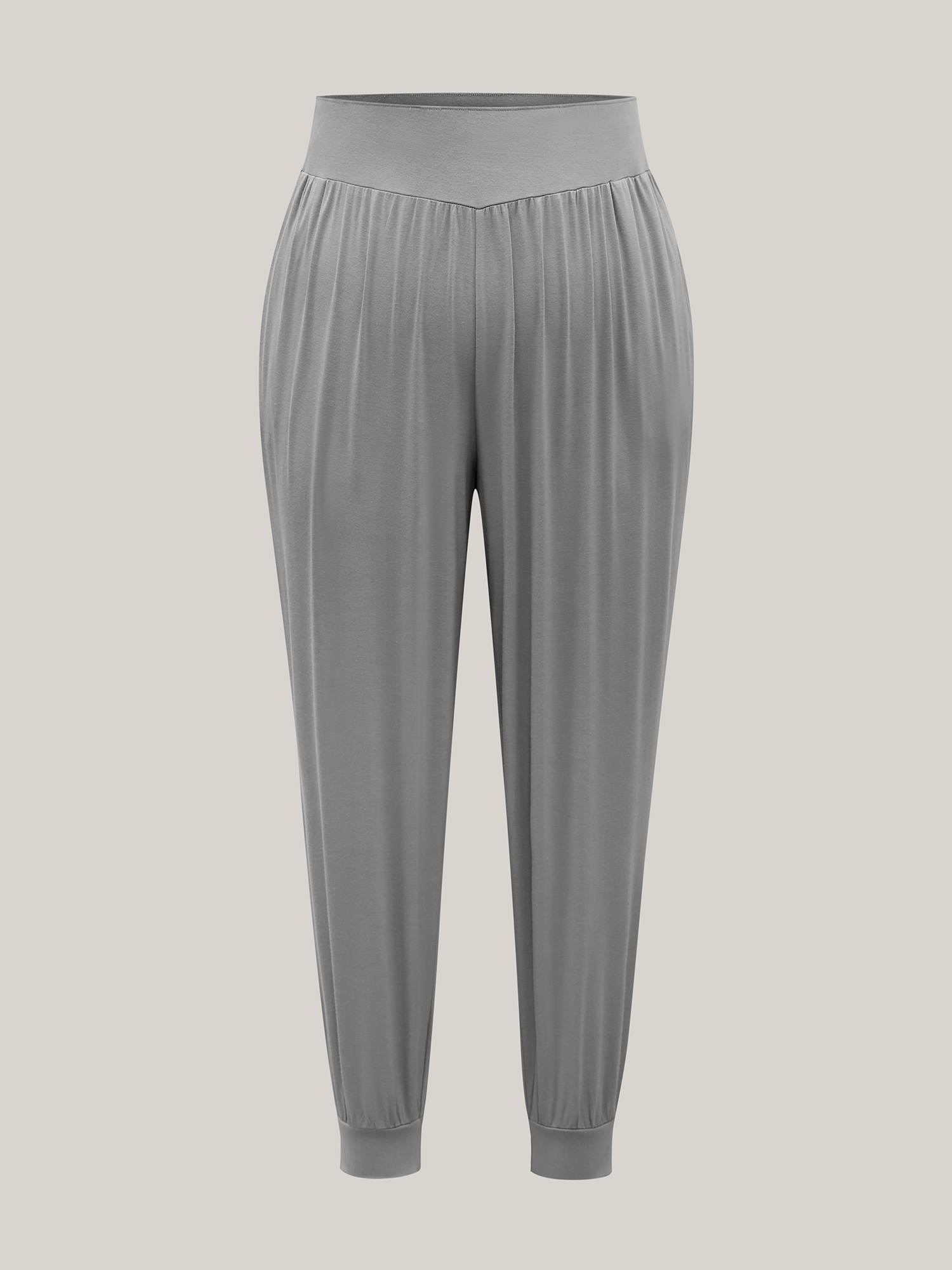 Plus Size Stretchy Waist Comfortable Fit Jogger Pants Women Silver Casual Loose Mid Rise Everyday Pants BloomChic 28/5X 