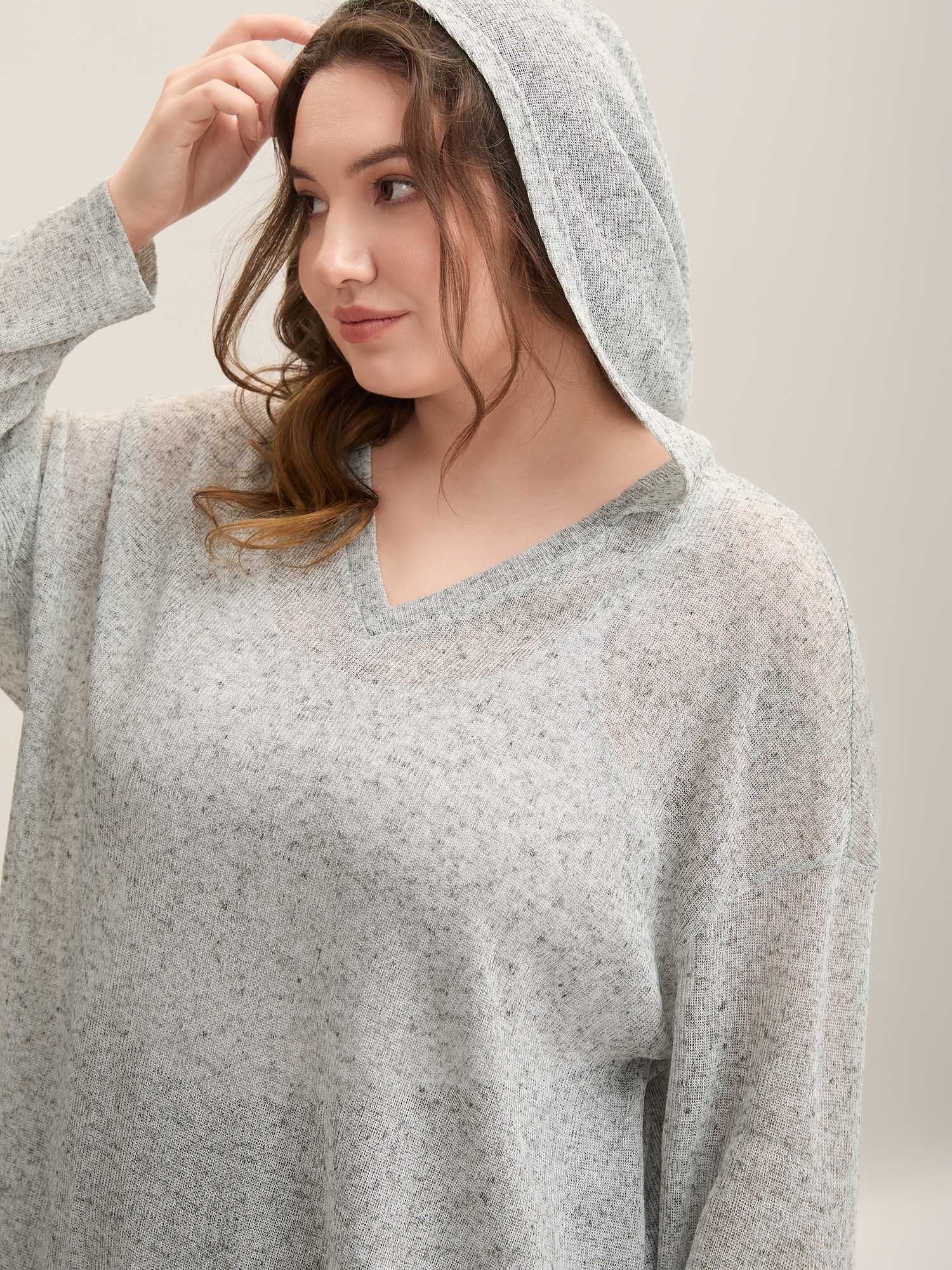 Plus Size Textured Sheer Hooded Everyday T-Shirt Multicolor Women Casual Texture Hooded Everyday T-shirts BloomChic 22-24/3X 