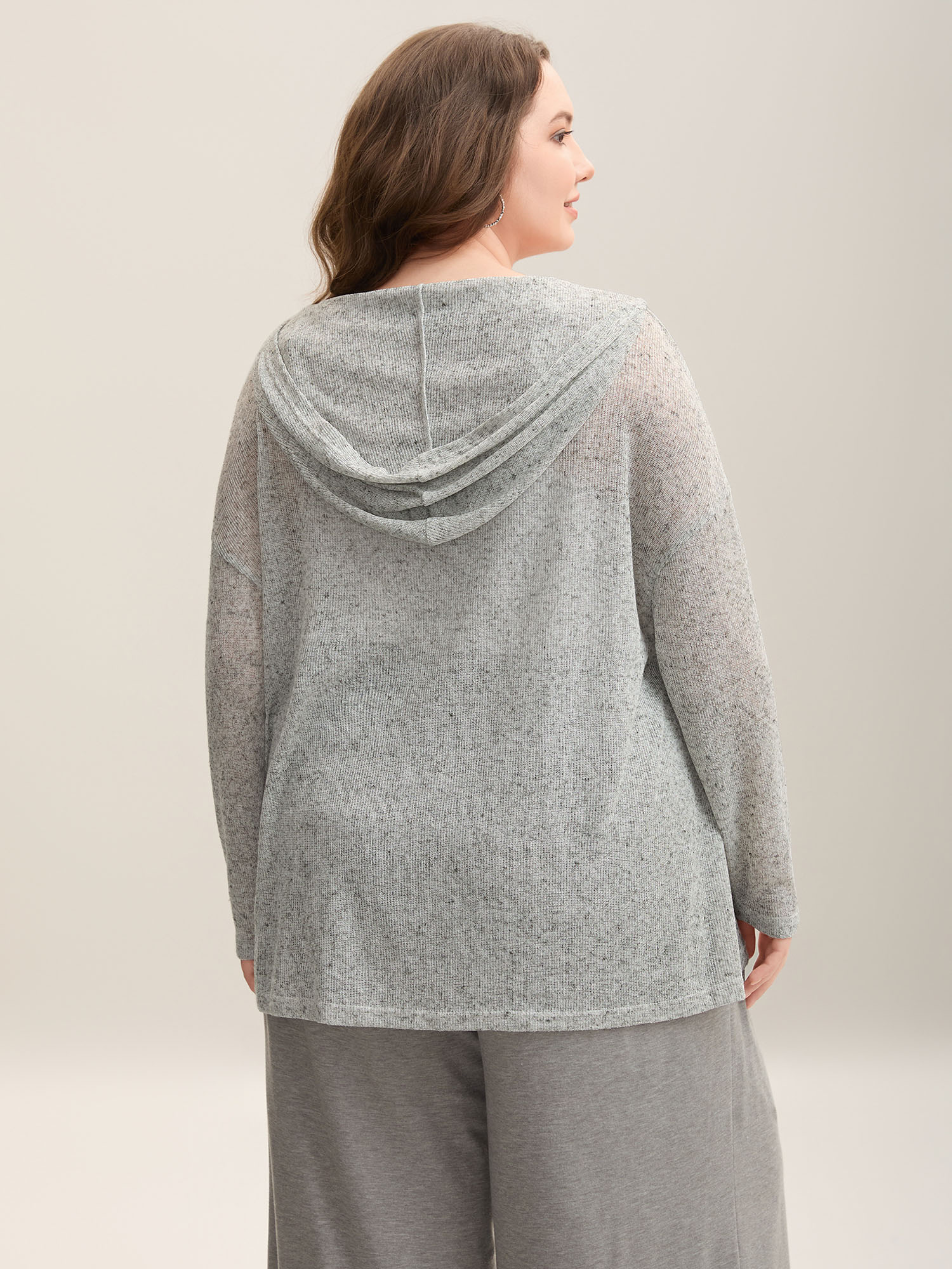 Plus Size Textured Sheer Hooded Everyday T-Shirt Multicolor Women Casual Texture Hooded Everyday T-shirts BloomChic 22-24/3X 