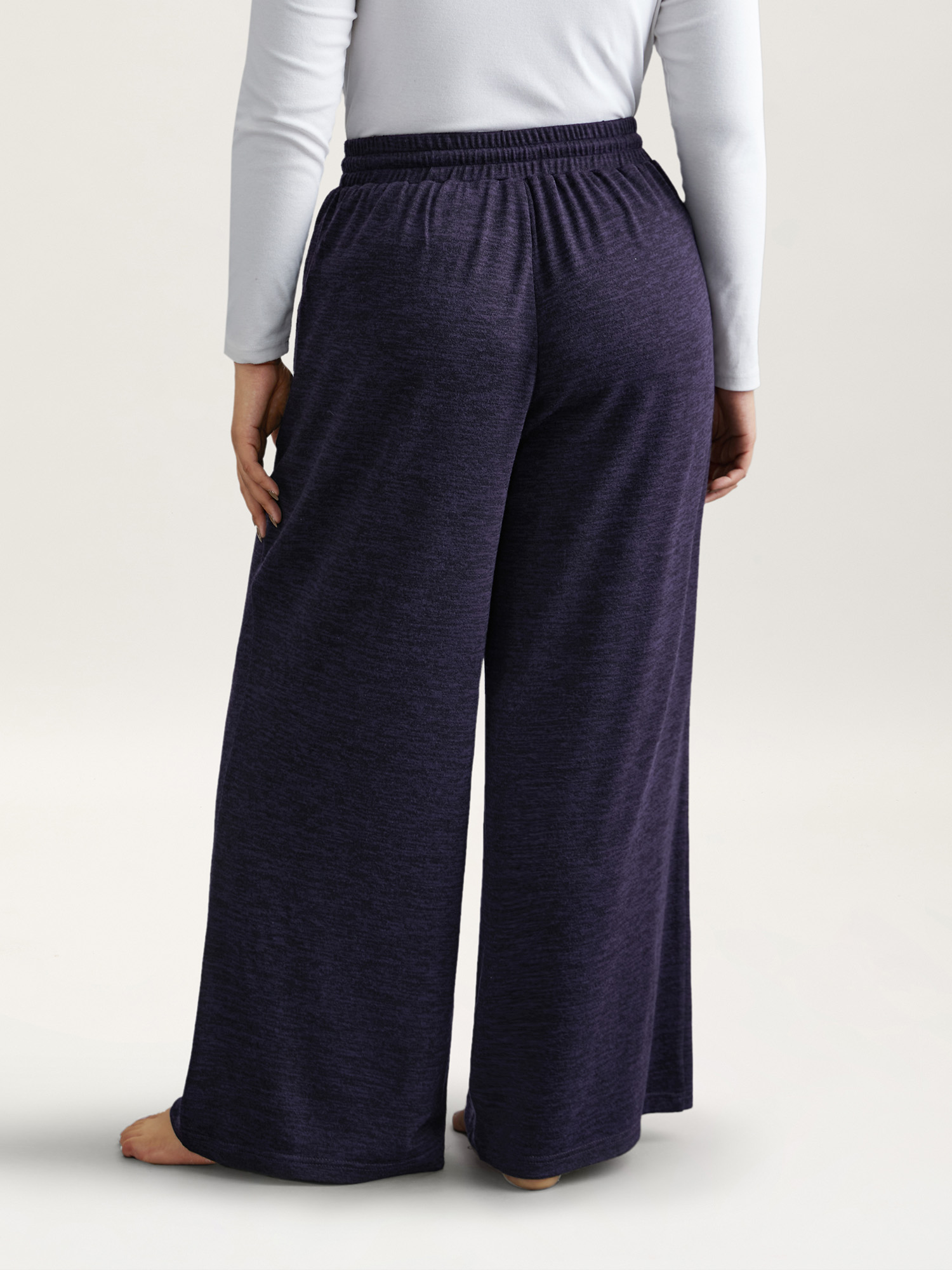 

Plus Size Heather Drawstring Loose Lounge Bottoms Deeppurple  Bloomchic