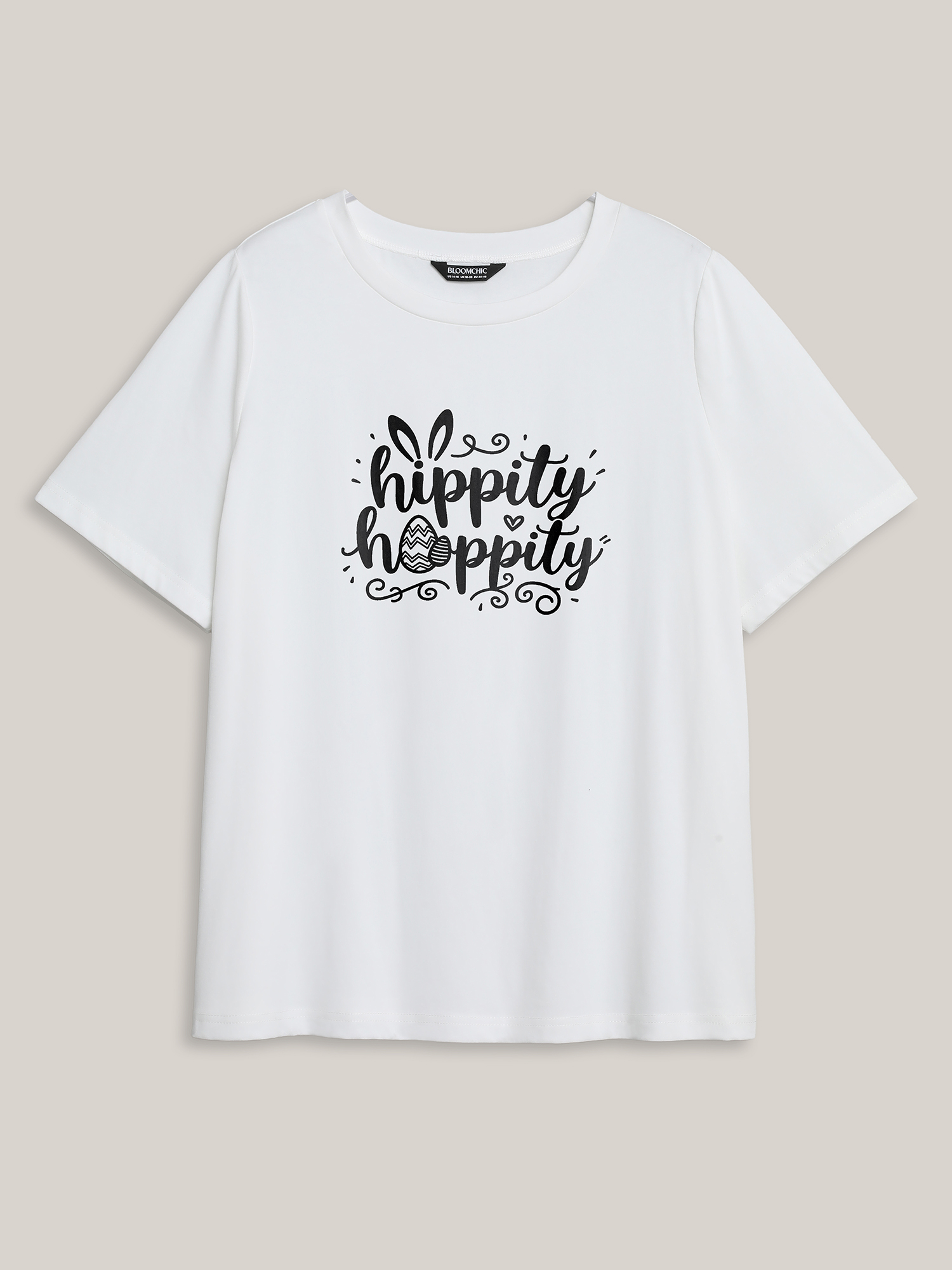 

Plus Size Hippity Hoppity Pattern Crewneck T-Shirt Originalwhite Women Non Positive slogan Round Neck Everyday-Casual T-shirts BloomChic