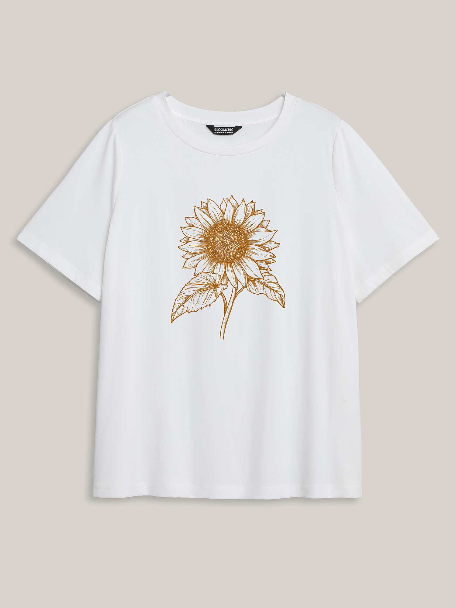 

Plus Size My Sunflower Pattern Crewneck T-Shirt Originalwhite Women Non Natural Flowers Round Neck Everyday-Casual T-shirts BloomChic