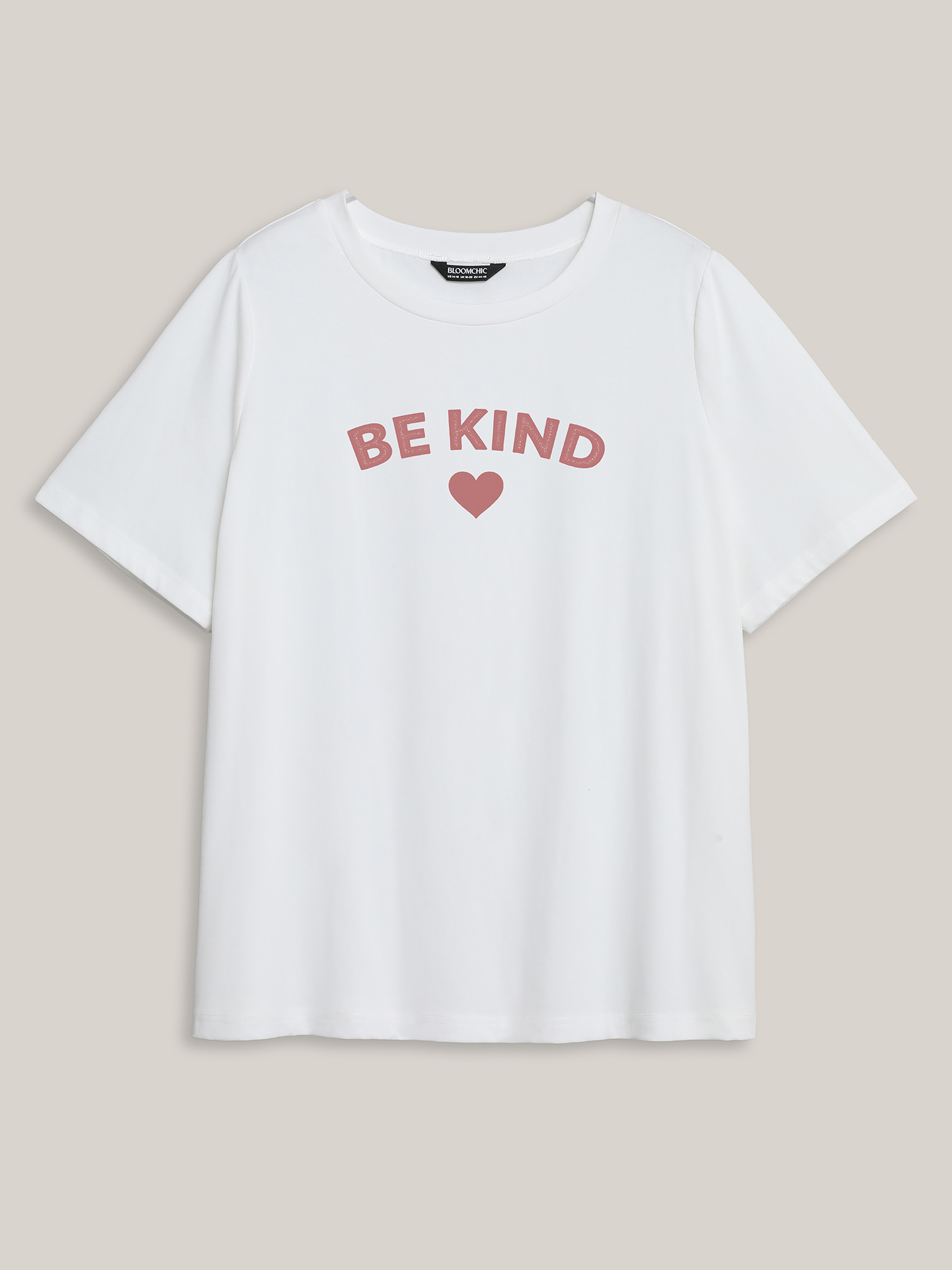 

Plus Size Be Kind Pattern Crewneck T-Shirt Originalwhite Women Non Round Neck Everyday-Casual T-shirts BloomChic