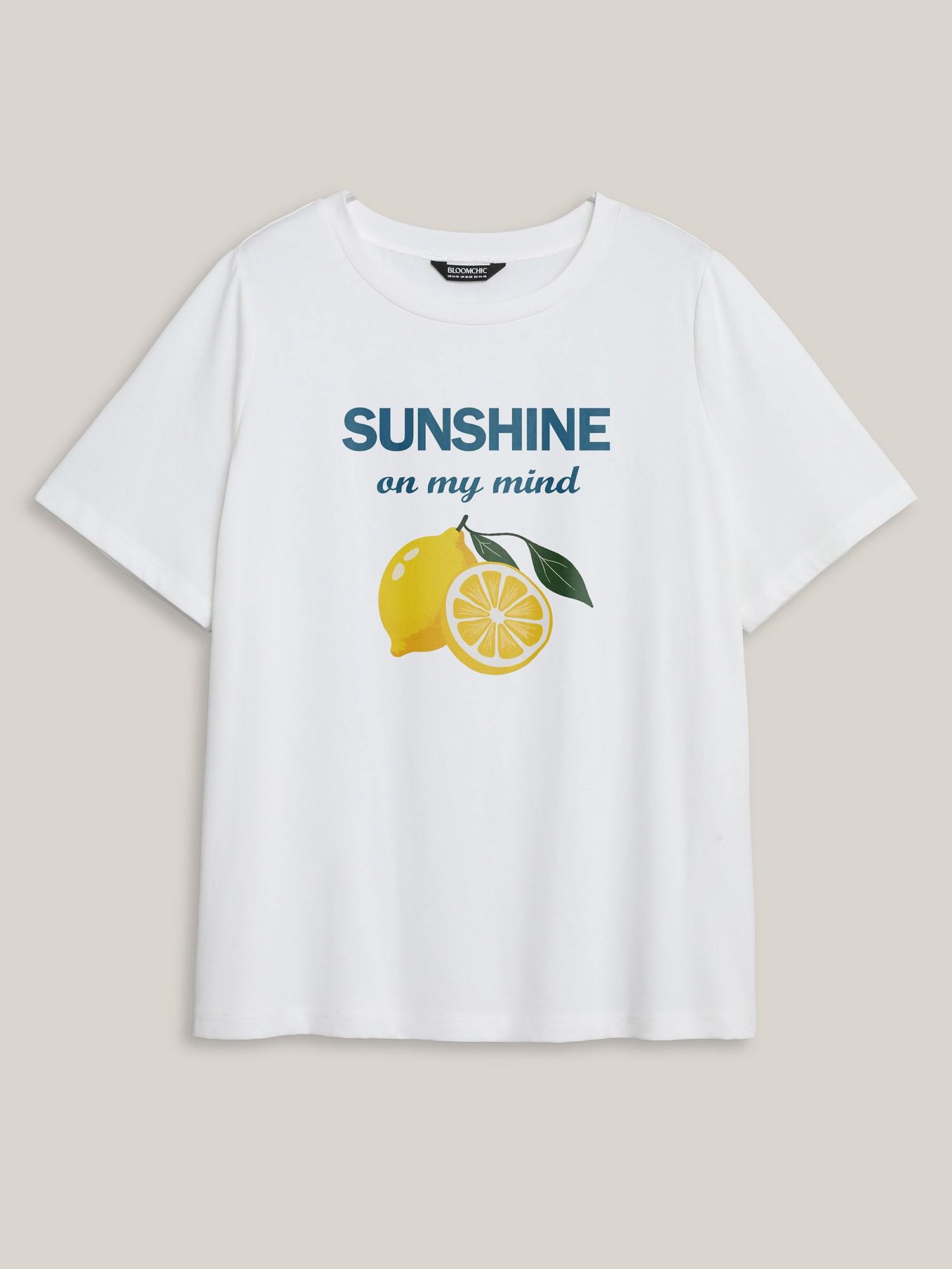 

Plus Size Sunshine On My Mind Pattern T-Shirt Originalwhite Women Non Positive slogan Round Neck Everyday-Casual T-shirts BloomChic