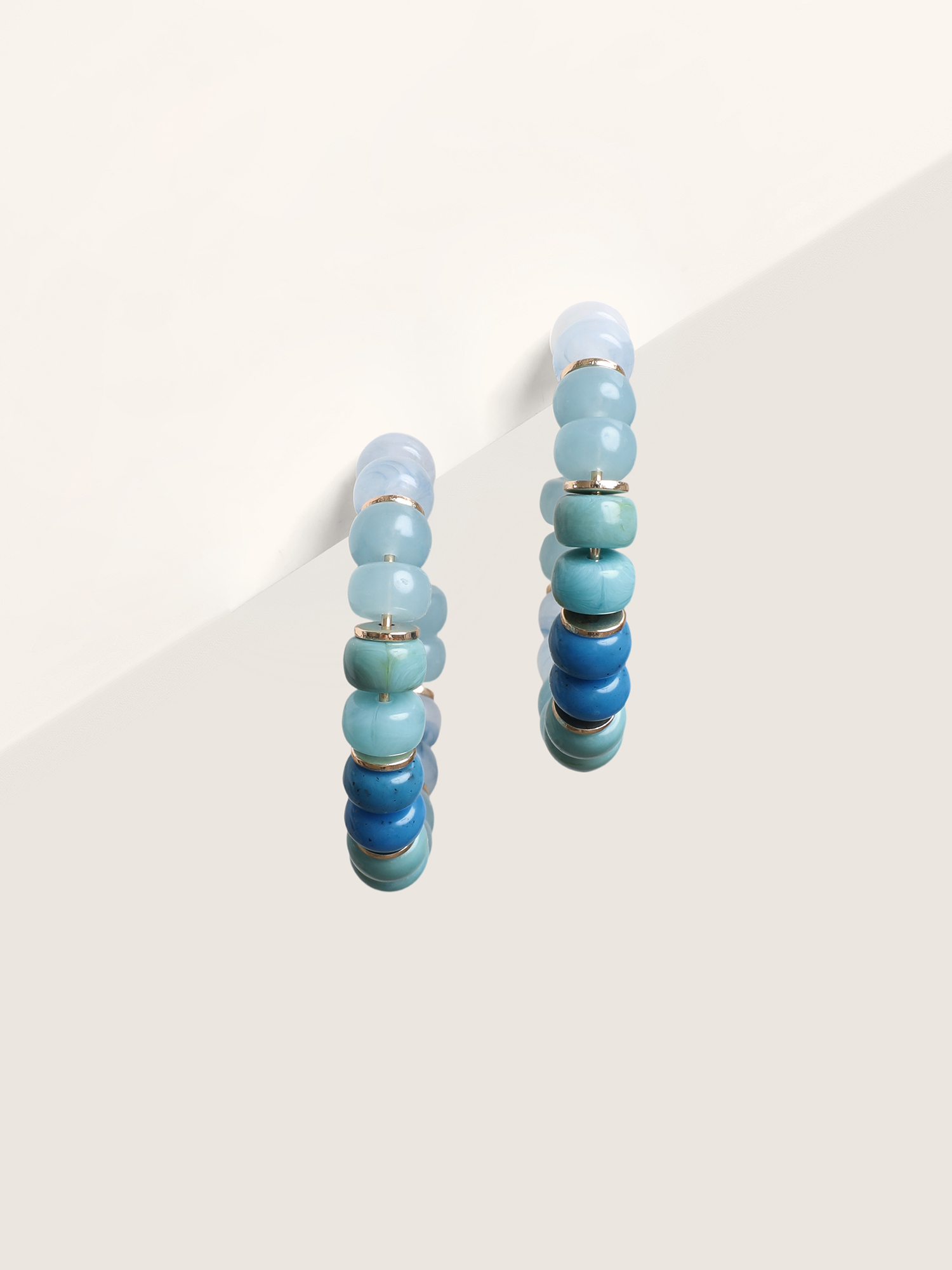 Beaded Blue Symphony Hoop Earrings Vacation One Size Resort Earrings BloomChic