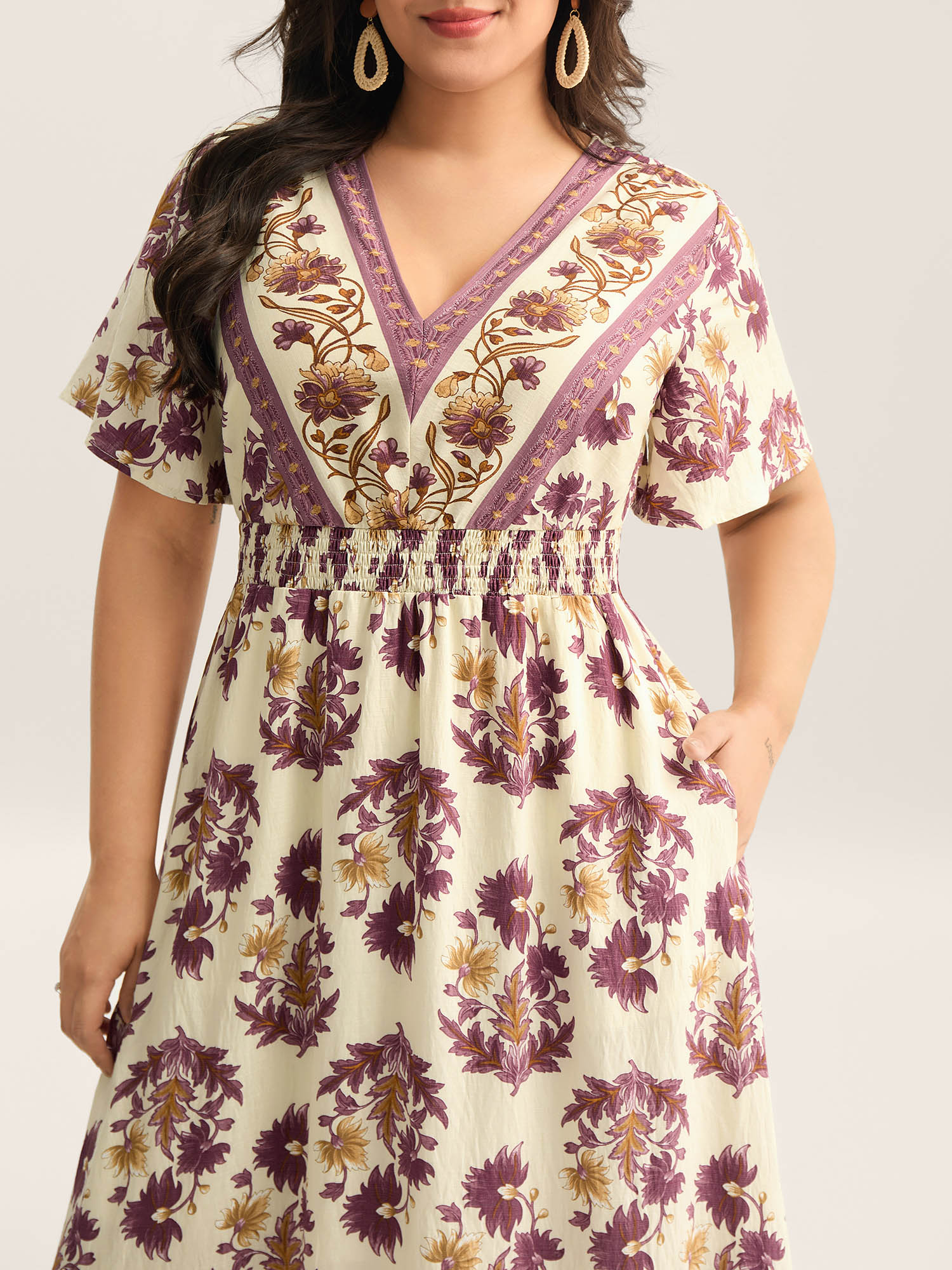 BloomChic Women's Plus Size Rayon Floral Print Stretchy Waist Midi Dress Deeppurplered Floral Maxi Vacation 26/4X