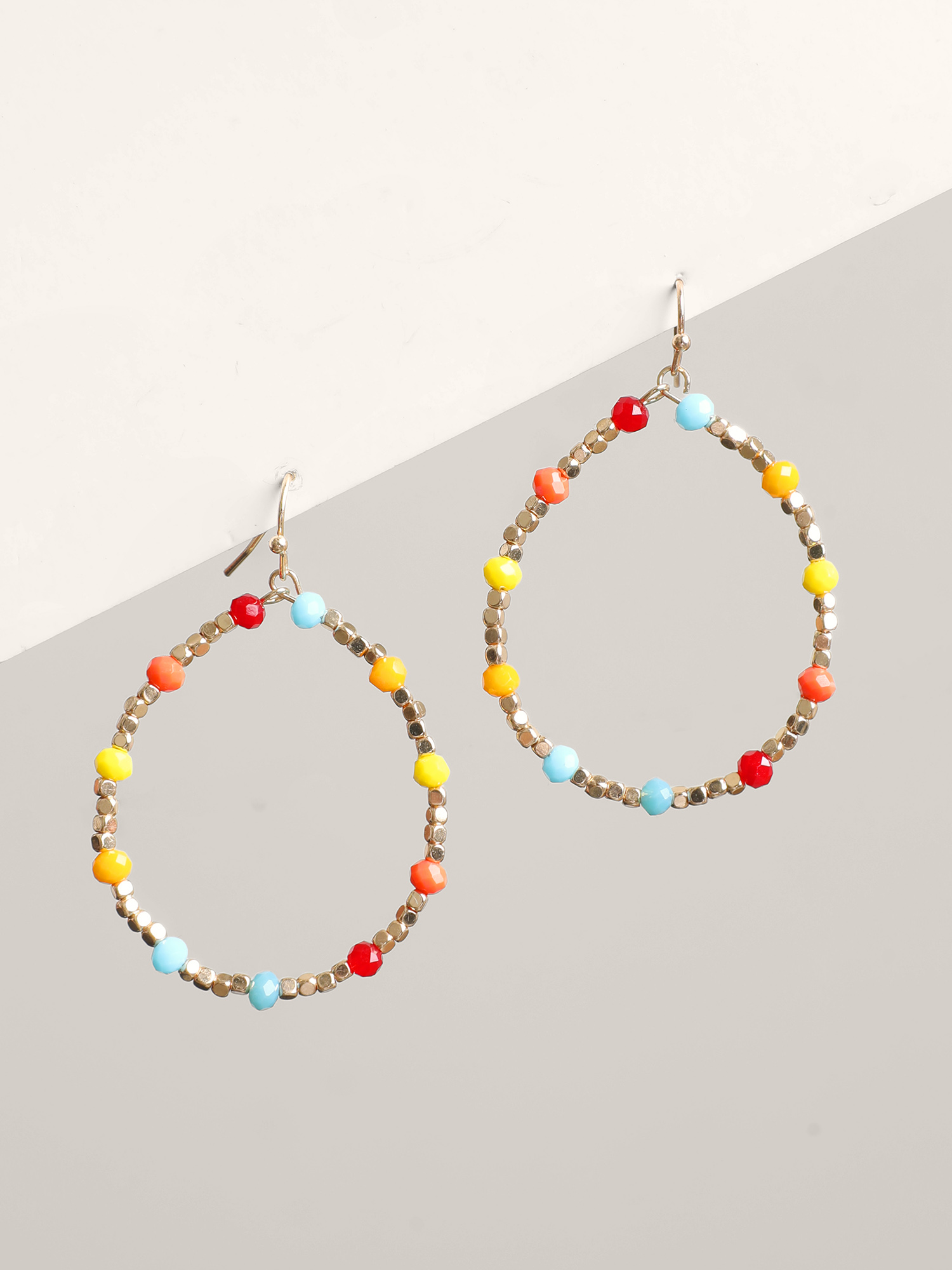 Colorful Beaded Hoop Earrings Everyday-Casual One Size Casual Earrings BloomChic