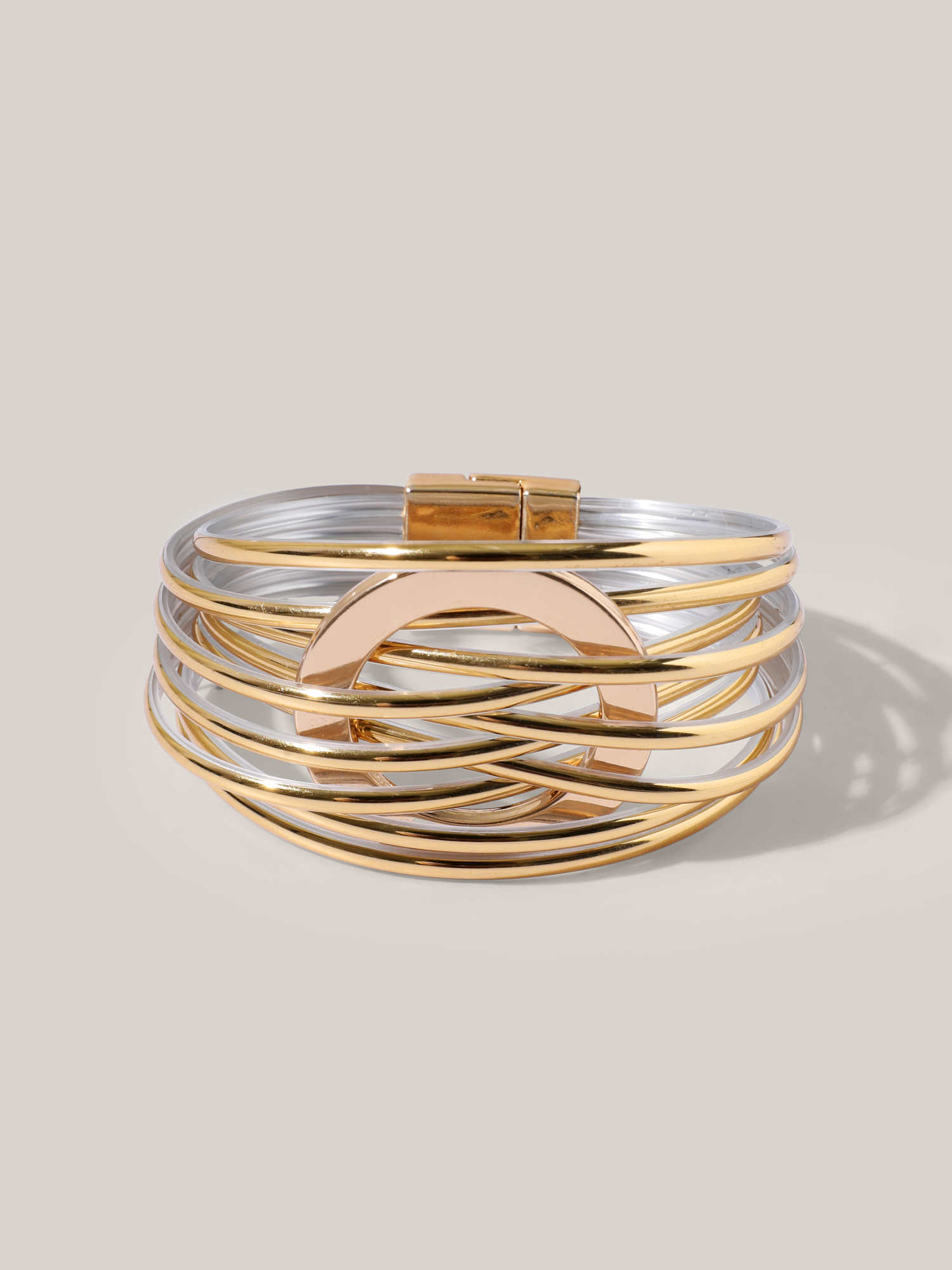 Dual-Tone Layered Hinge Bracelet Women Vacation 10-20/M-2X Resort Bracelets BloomChic