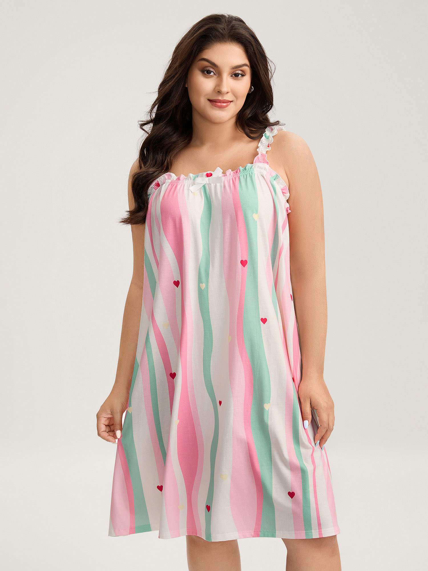 Plus Size Dreamy Stripes Cami Knit Loungewear Women Multicolor Square Neck Loungewear BloomChic 10/M