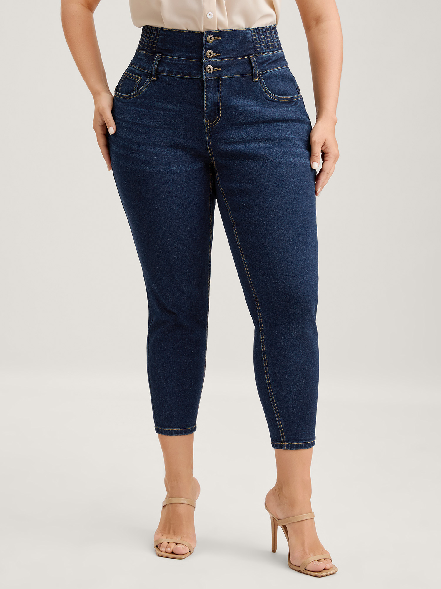 BloomChic Women's Plus Size Waist-Cinching Sculpted Skinny-Fit Jeans Darkindigo Gathered Skinny fit High stretch 28/5X