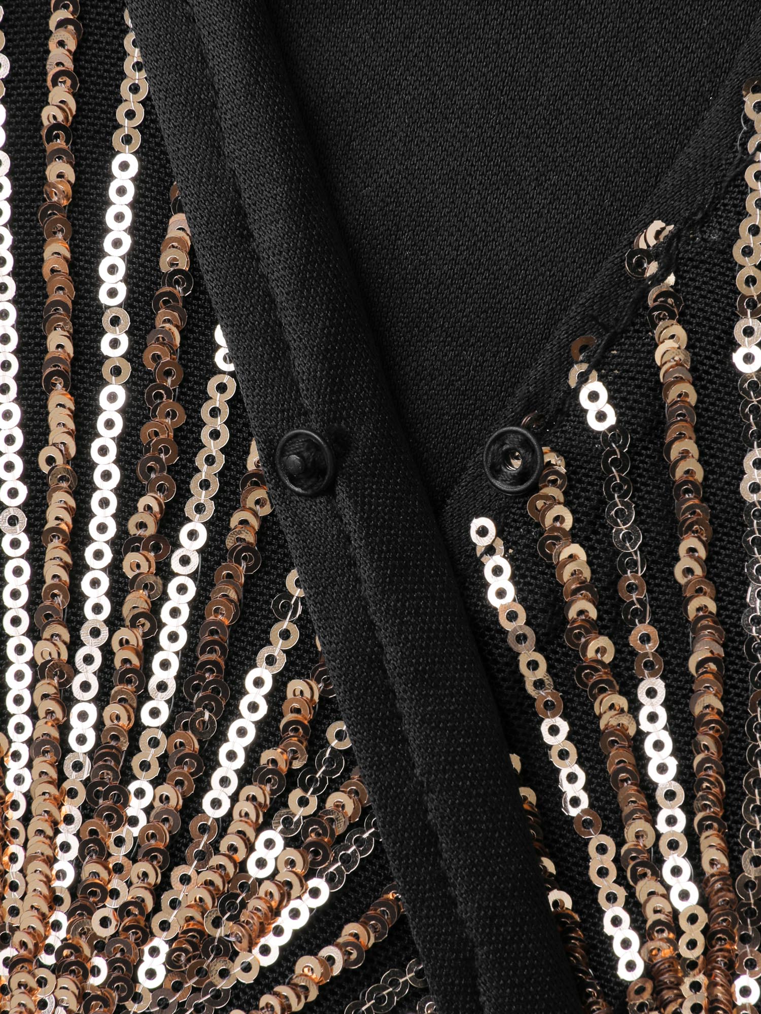 Side view of BloomChic Women's Plus Size Shimmery Sequin Sheer Zipper Midi Dress Black Party Short Sequin 22-24/3X