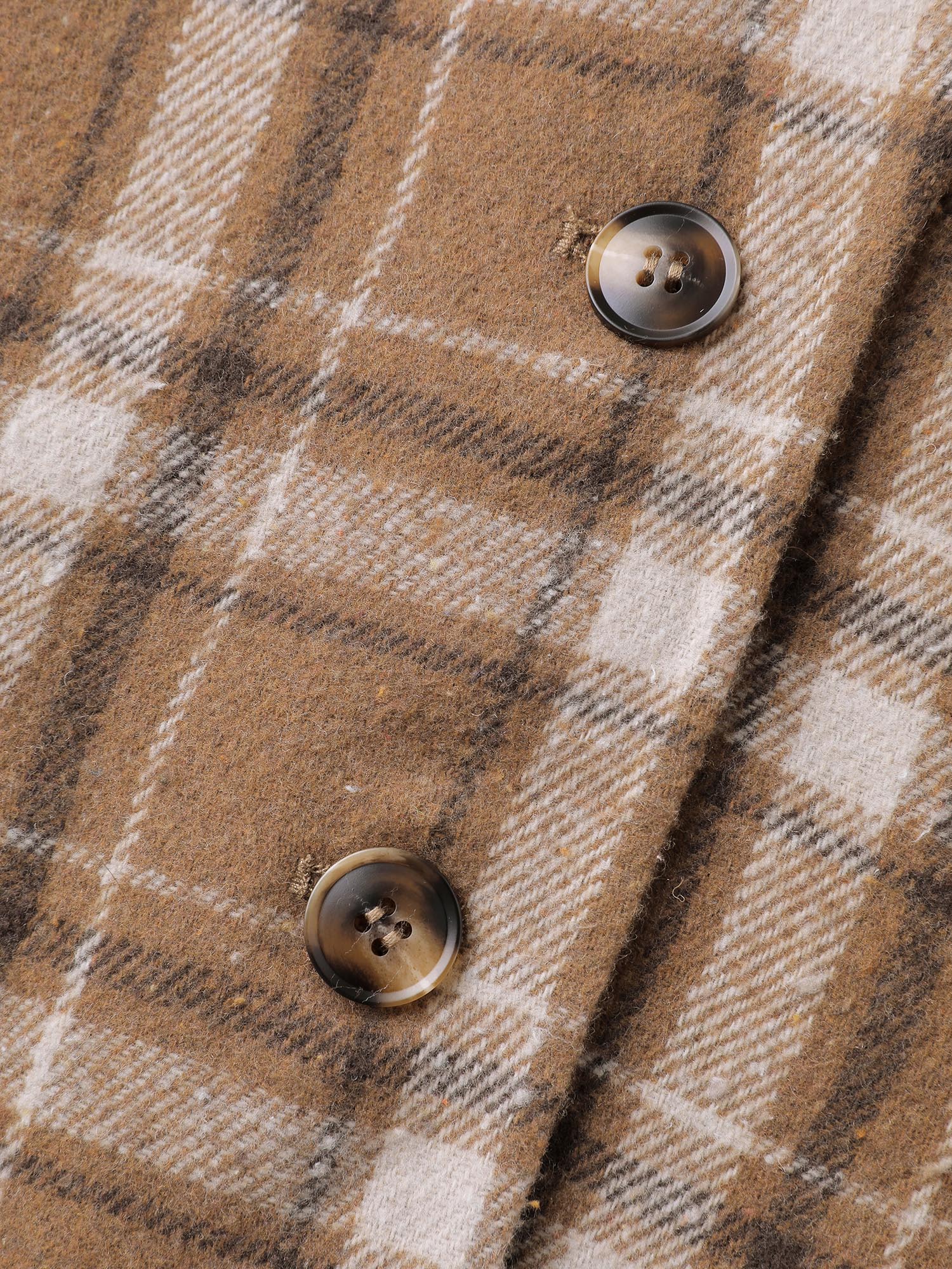 Side view of BloomChic Women's Plus Size Plaid Pattern Button-Front Blazer Browncoffeecolor Button Sleeve Long Sleeve 26/4X