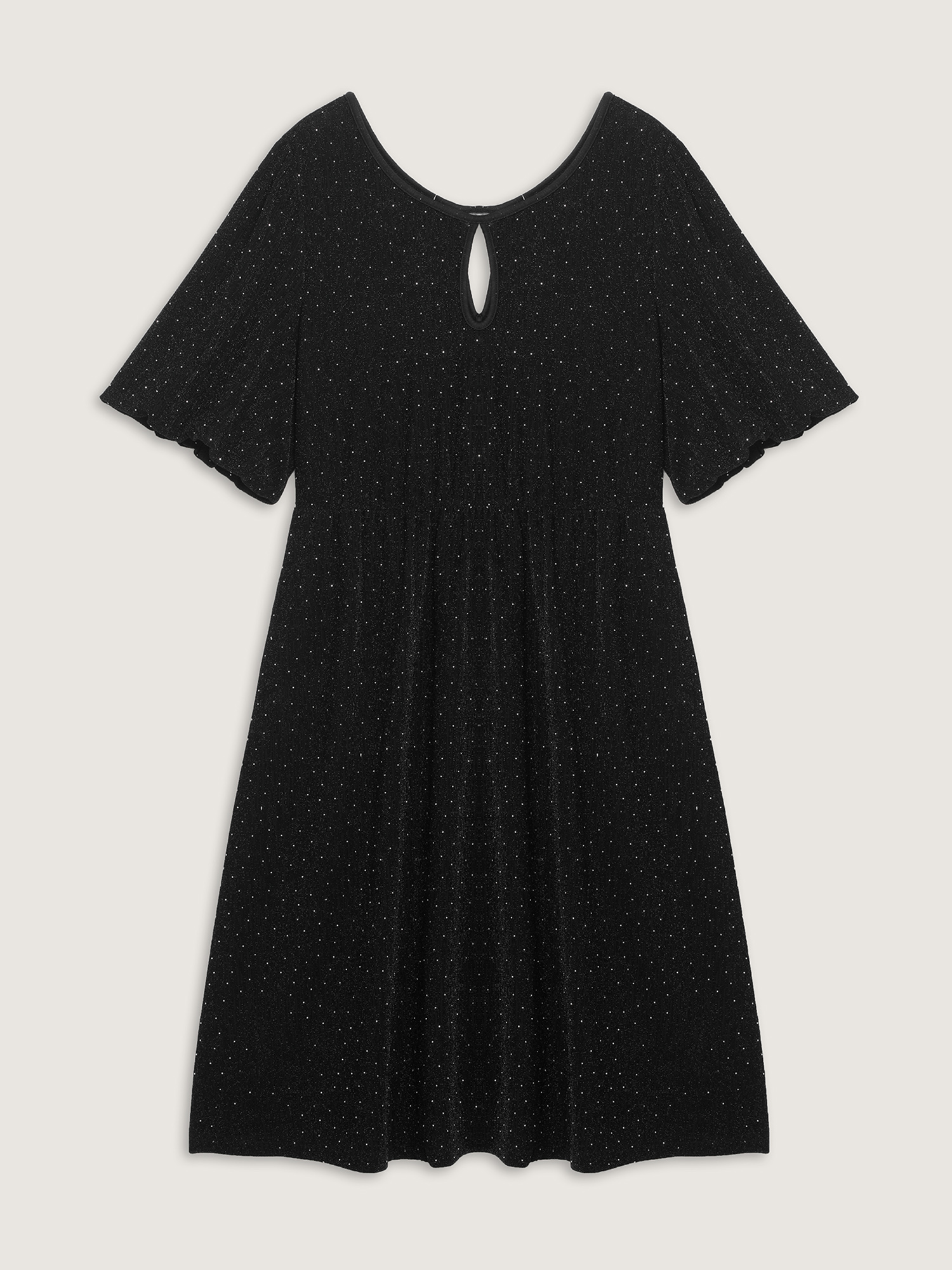 Side view of BloomChic Women's Plus Size Bowknot Rhinestone Pockets Mini Dress Black Party Knee 12/L