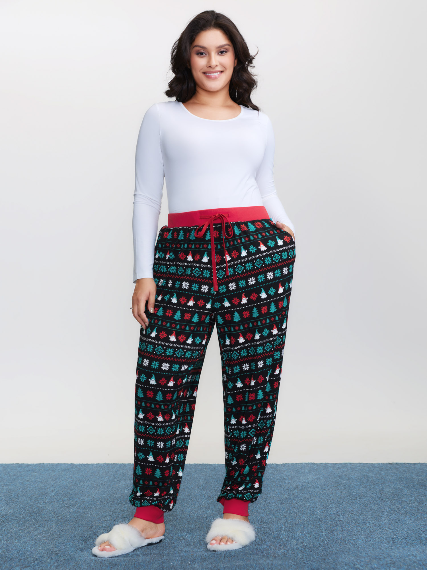BloomChic Women's Plus Size Holiday Things Colorful Lounge Bottoms Multicolor Full 10/M