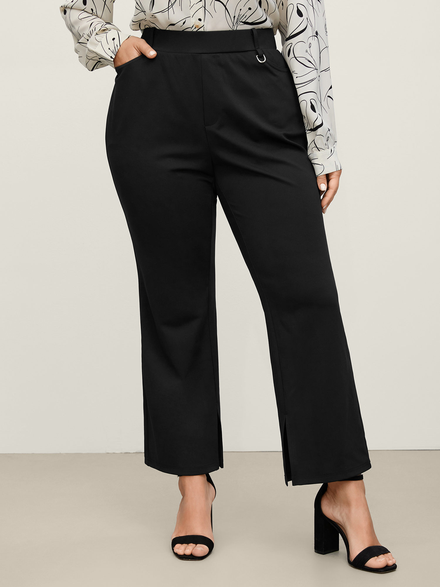 Bloomchic Pull-on Solid Bootcut Pants In Black