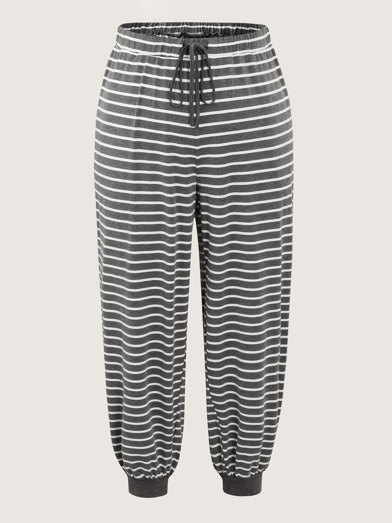 Side view of BloomChic Women's Plus Size Supersoft Striped Print Pajama Set DimGray 10/M