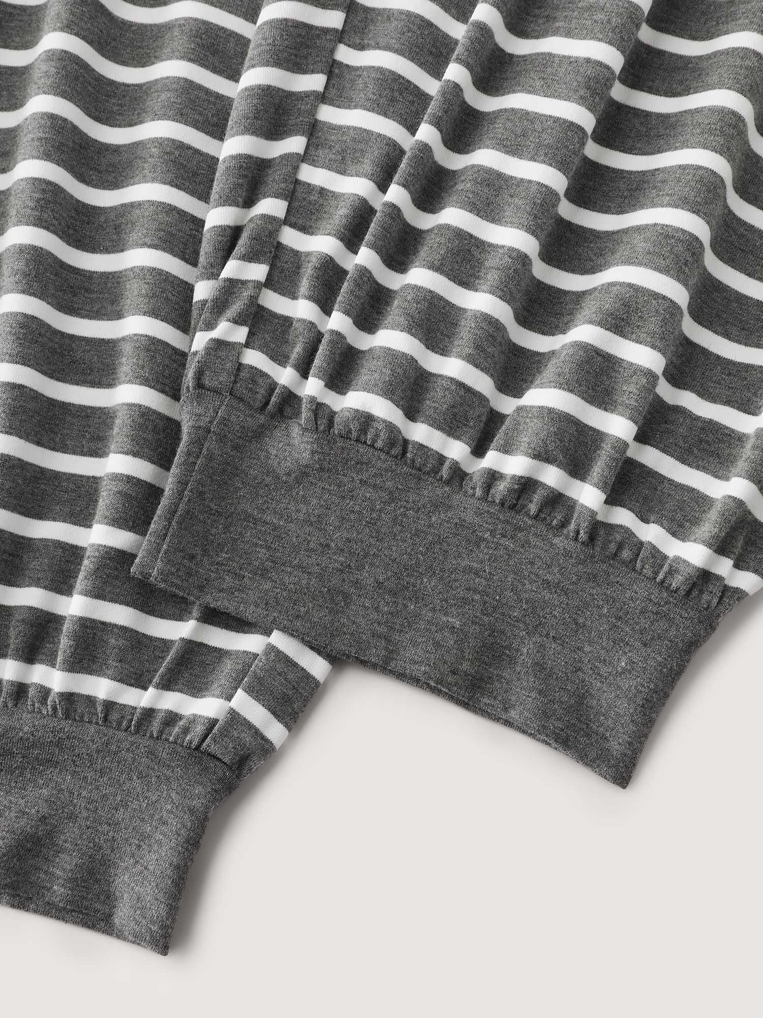 Side view of BloomChic Women's Plus Size Supersoft Striped Print Pajama Set DimGray 10/M