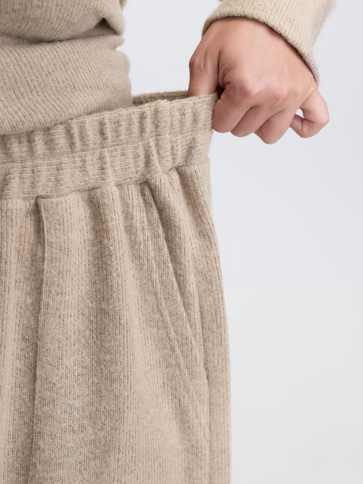 Side view of BloomChic Women's Plus Size Turtleneck Snuggle-Worthy Loungewear Set LightBrown Solid Long Sleeve Non 28/5X