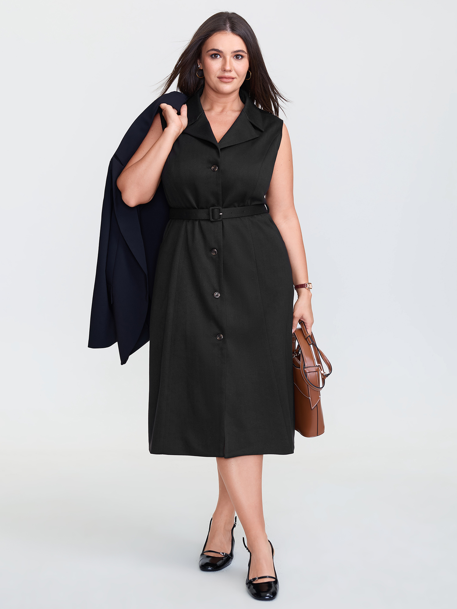 BloomChic Women's Plus Size Notch Collar Button Placket Adjustable Vest Black 22-24/3X-image-47737241174186