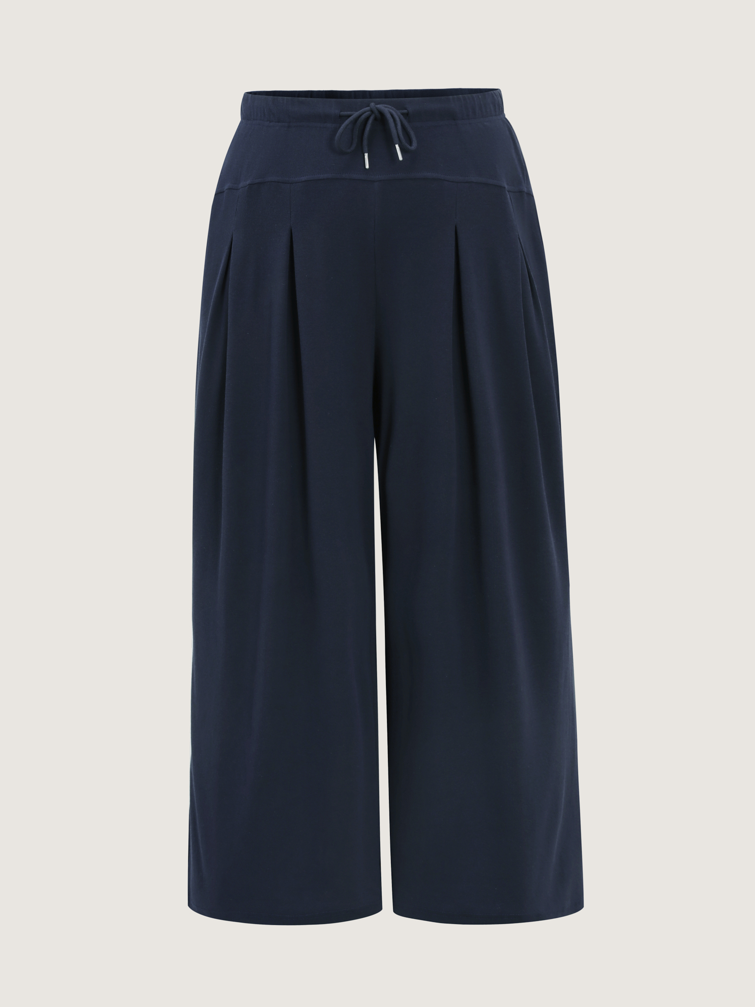 Side view of BloomChic Women's Plus Size Pure Cotton Pleated Pockets Lounge Bottoms DarkBlue Tall 22-24/3X