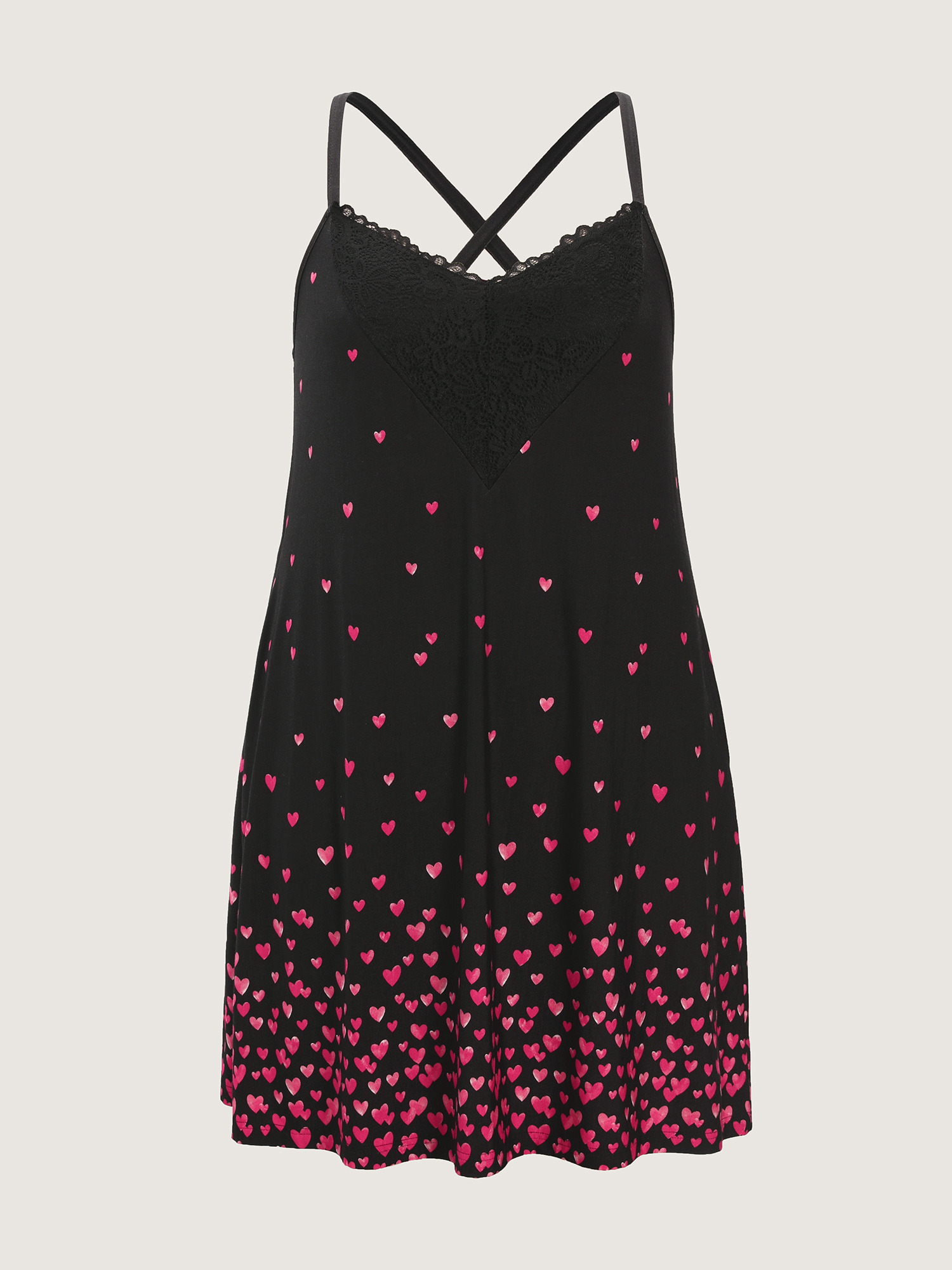 Side view of BloomChic Women's Plus Size Romantic Match Stretchy Pockets Nightgown BlackFlower Sleeveless Mini Strapless 22-24/3X
