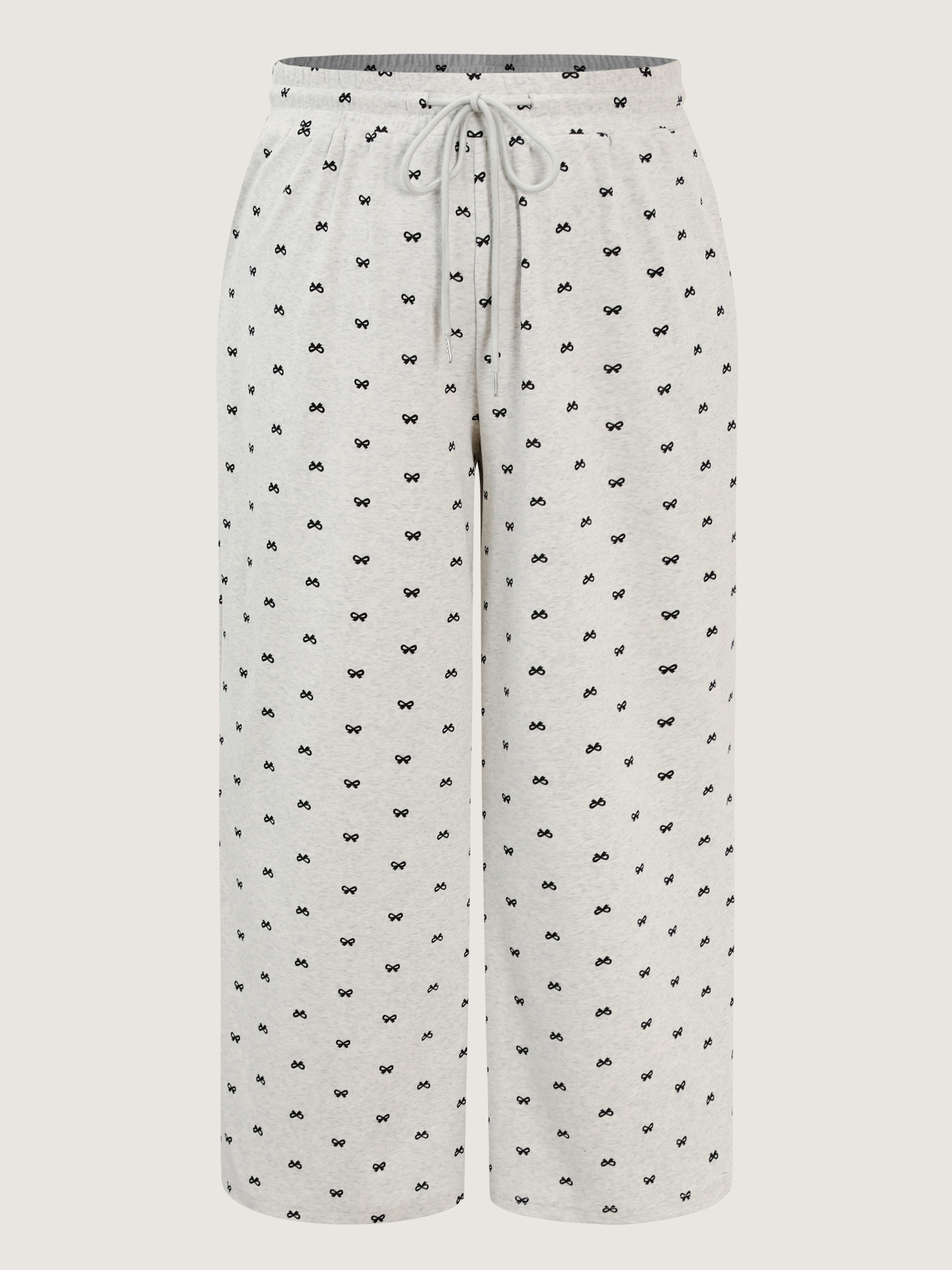 Side view of BloomChic Women's Plus Size Cotton Polka Dots Heather Drawstring Lounge Pants LightGray 28/5X