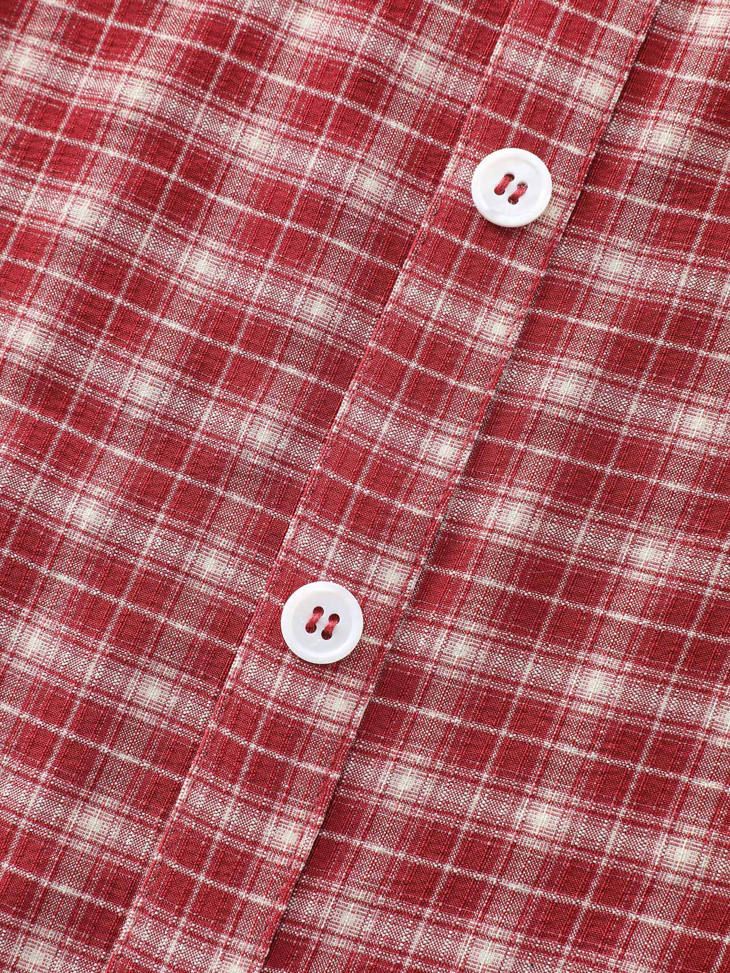 Side view of BloomChic Women's Plus Size Gingham Print Ruffled Hem Co-ord Pajama Set Brightred not graphics 14-16/1X