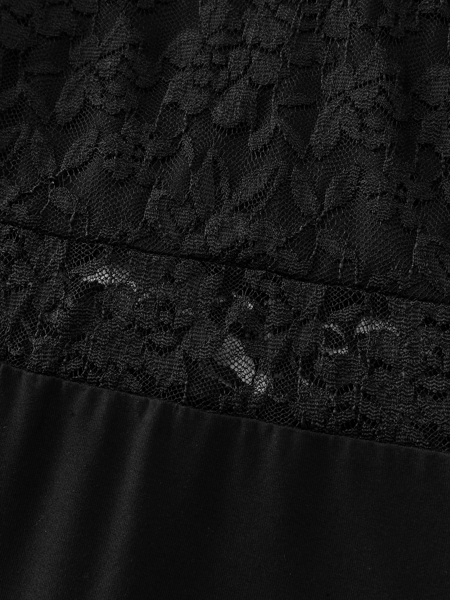Side view of BloomChic Women's Plus Size Lace Trim Semi-Sheer Waist Nightgown Black Sleeveless Mini V-Neck 30/6X